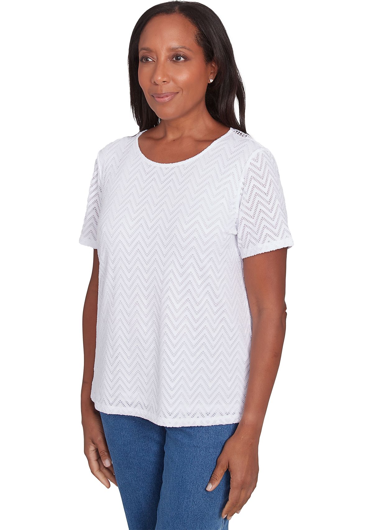 Womens Classics Chevron Texture Top with Back Lace