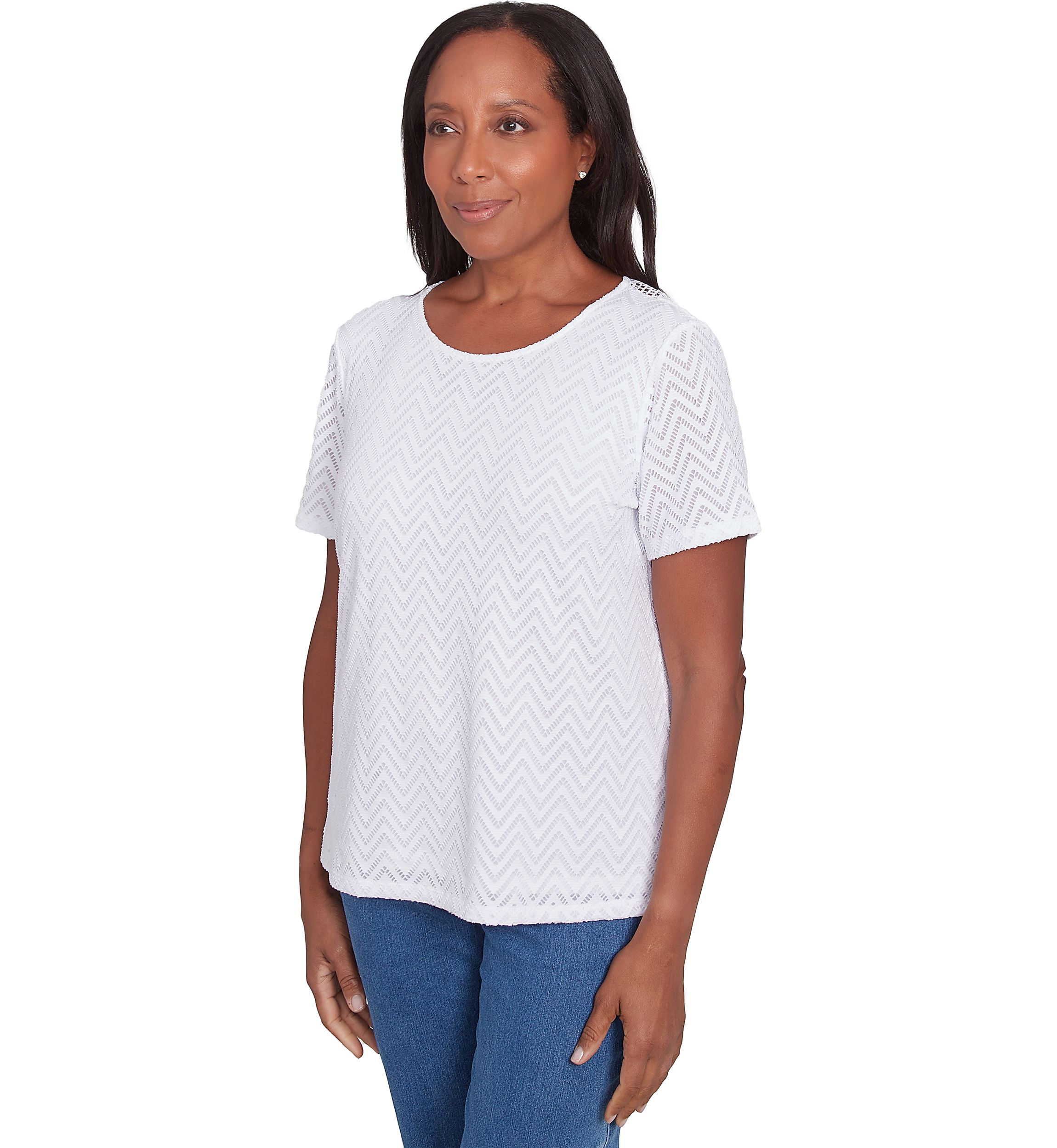 Womens Classics Chevron Texture Top with Back Lace
