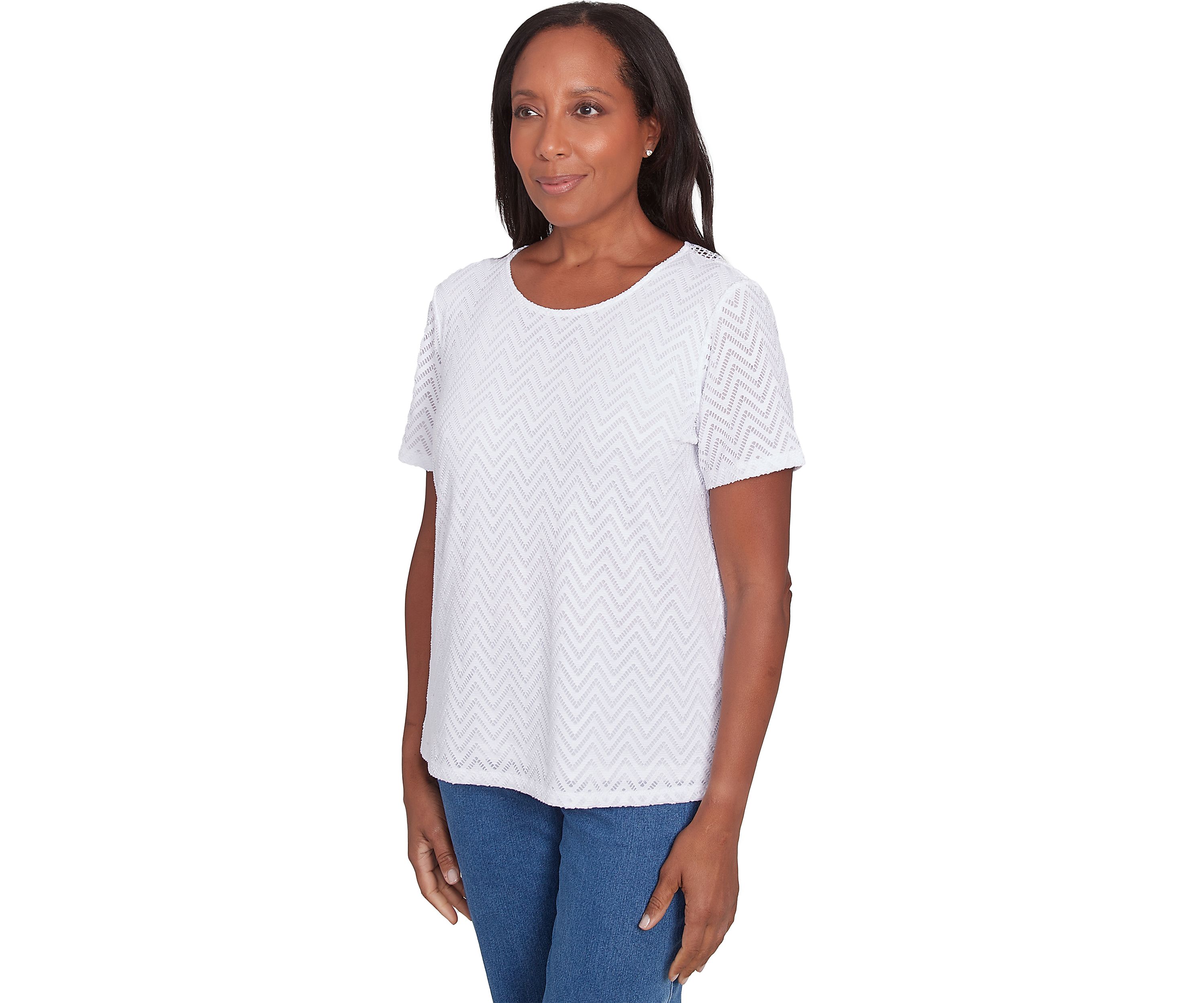 Womens Classics Chevron Texture Top with Back Lace