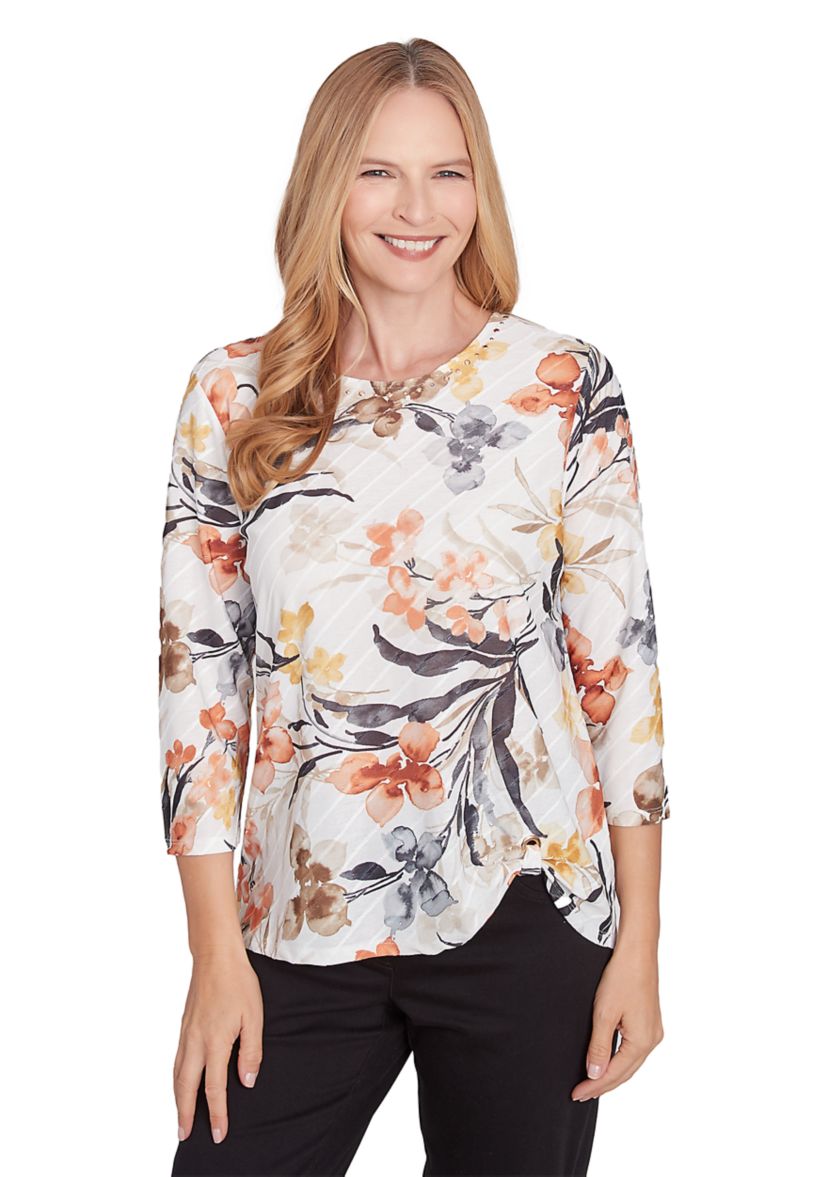 Womens Classics Watercolor Floral Top
