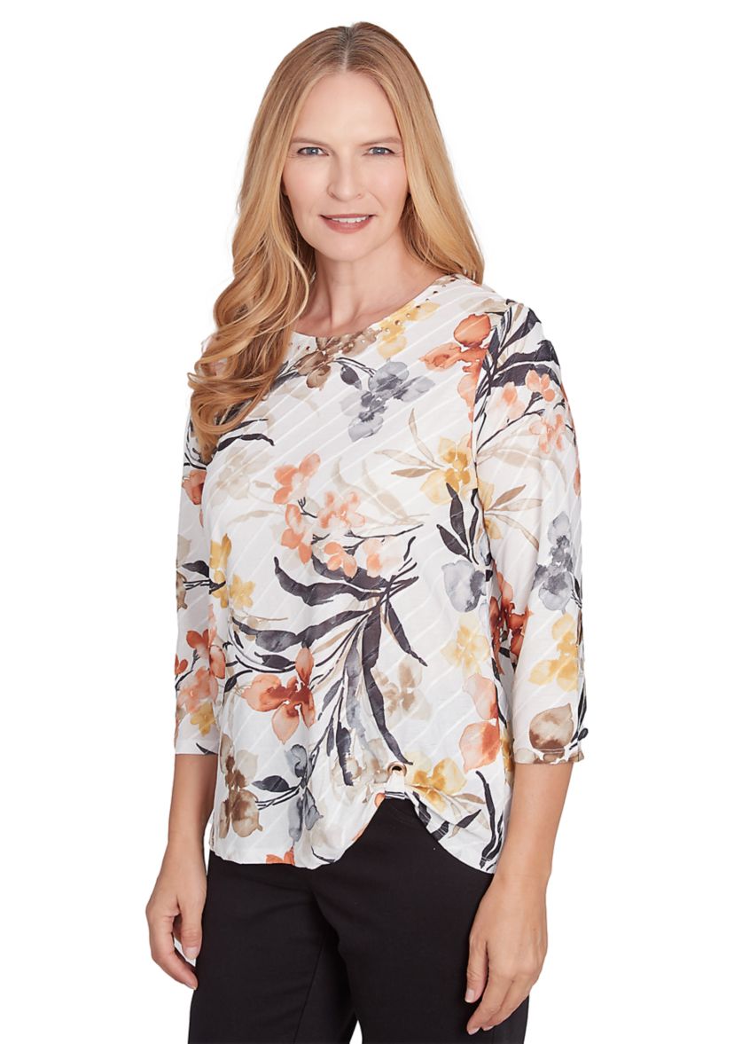 Womens Classics Watercolor Floral Top