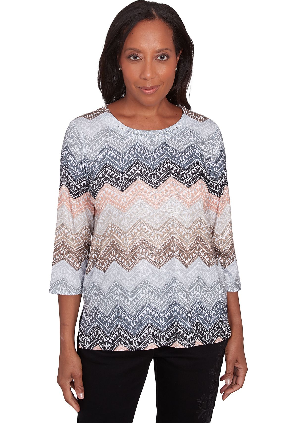 Womens Classics Ombré Lacey Chevron Top