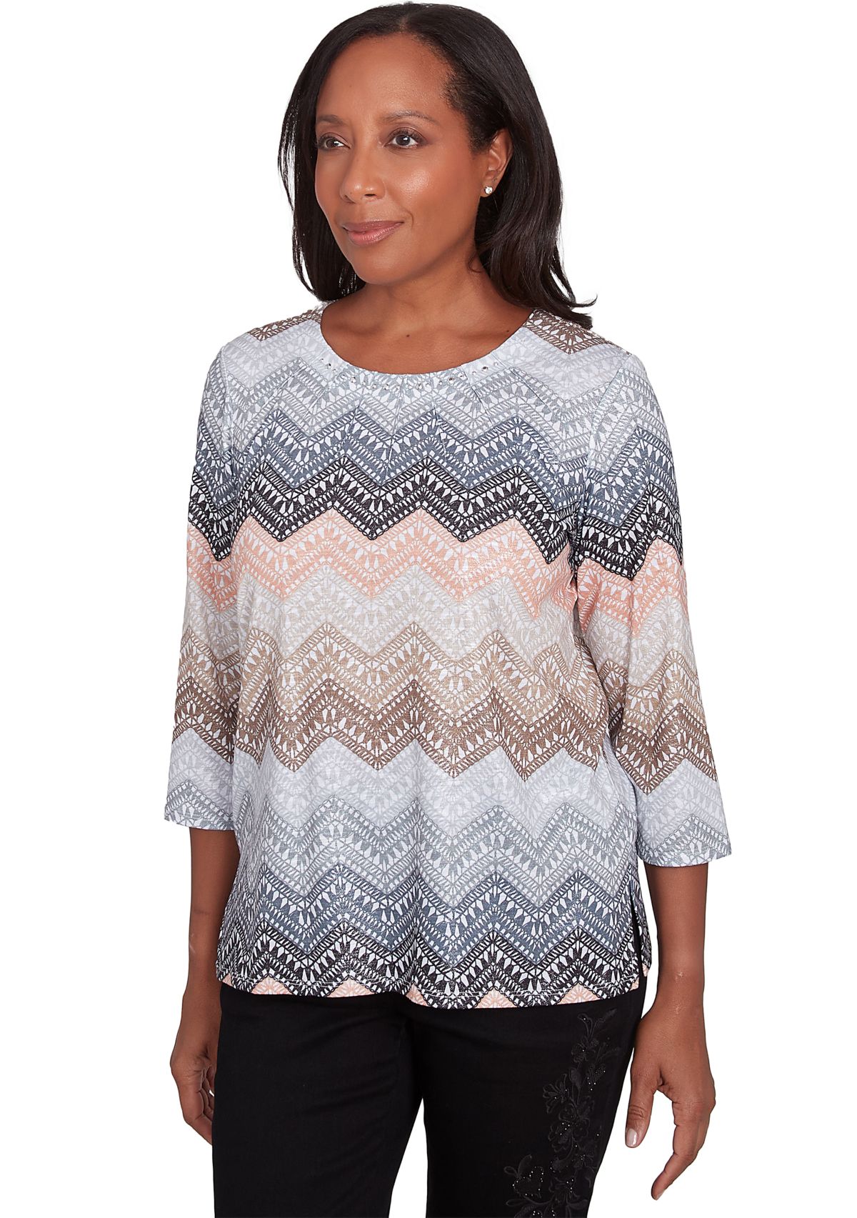 Womens Classics Ombré Lacey Chevron Top