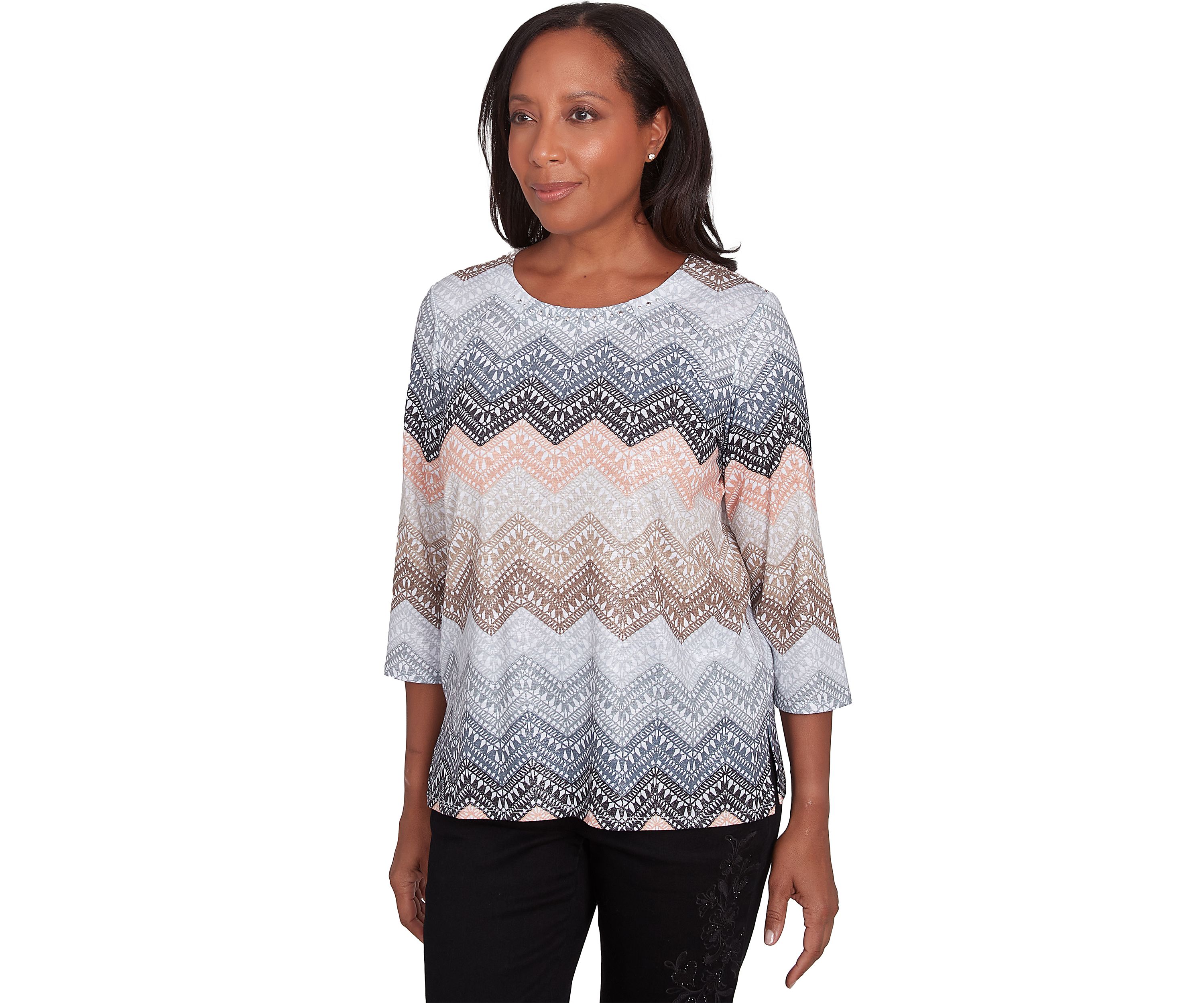 Womens Classics Ombré Lacey Chevron Top