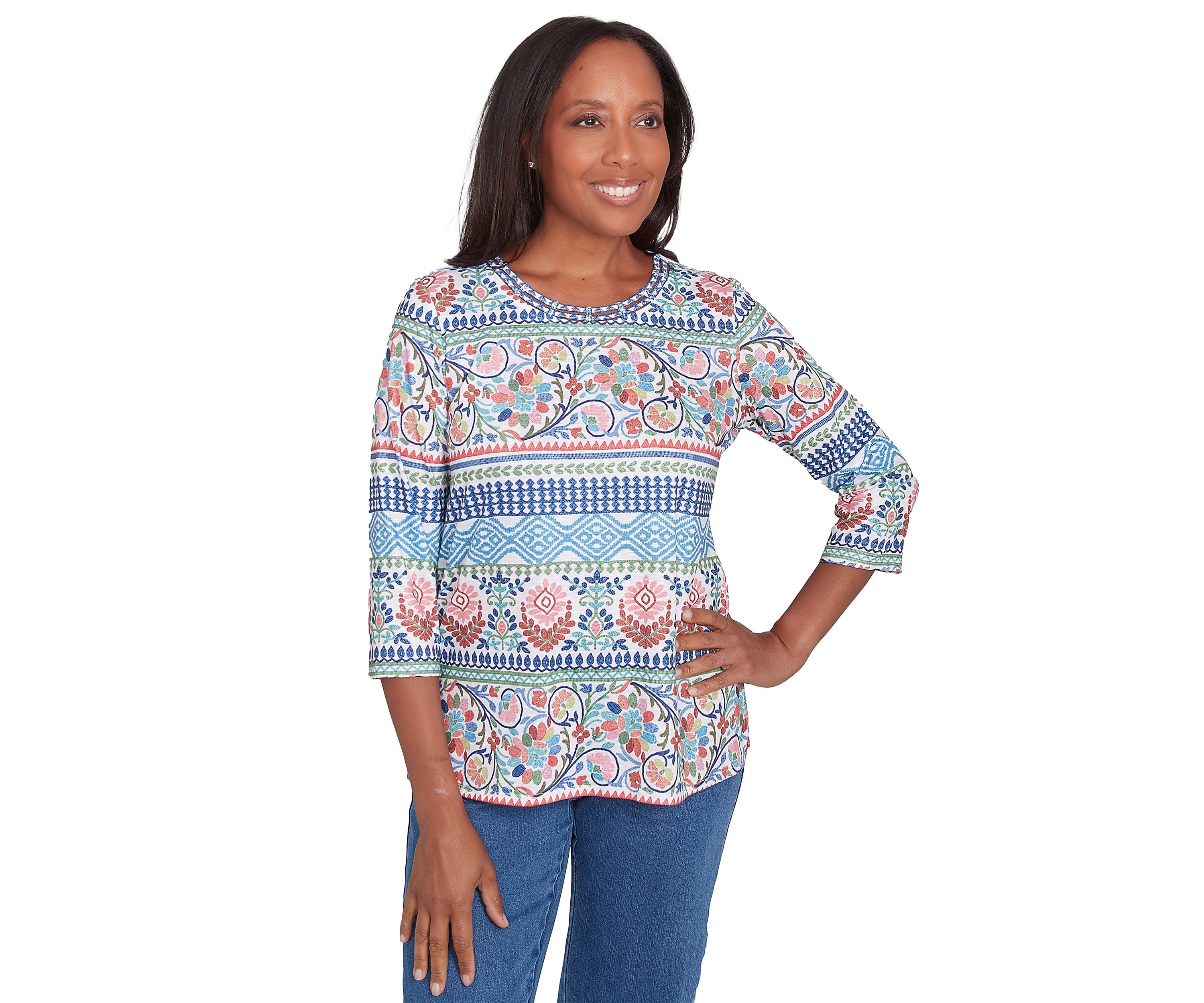 Womens Classics Scroll Geometric Biadere Top