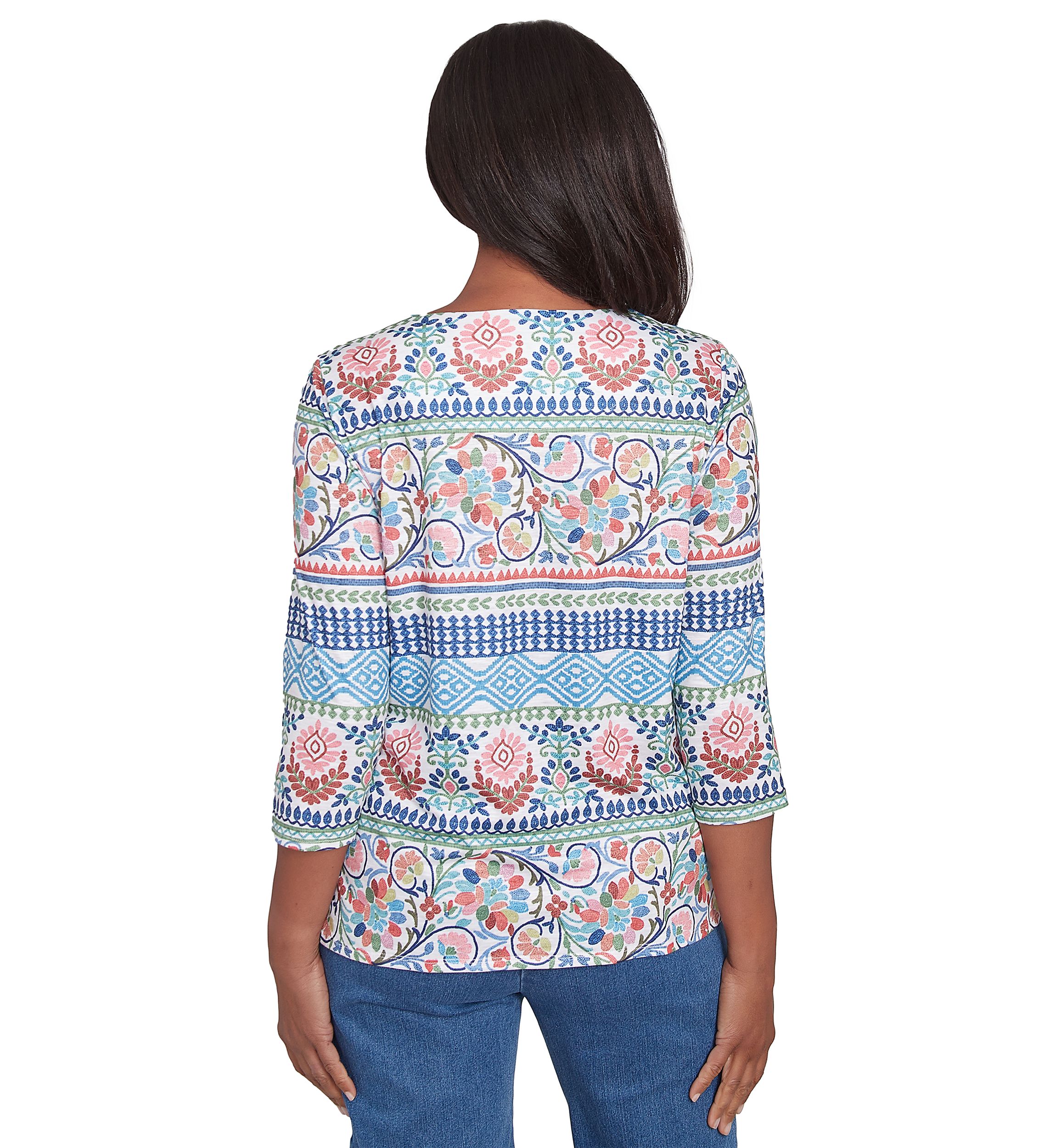Womens Classics Scroll Geometric Biadere Top