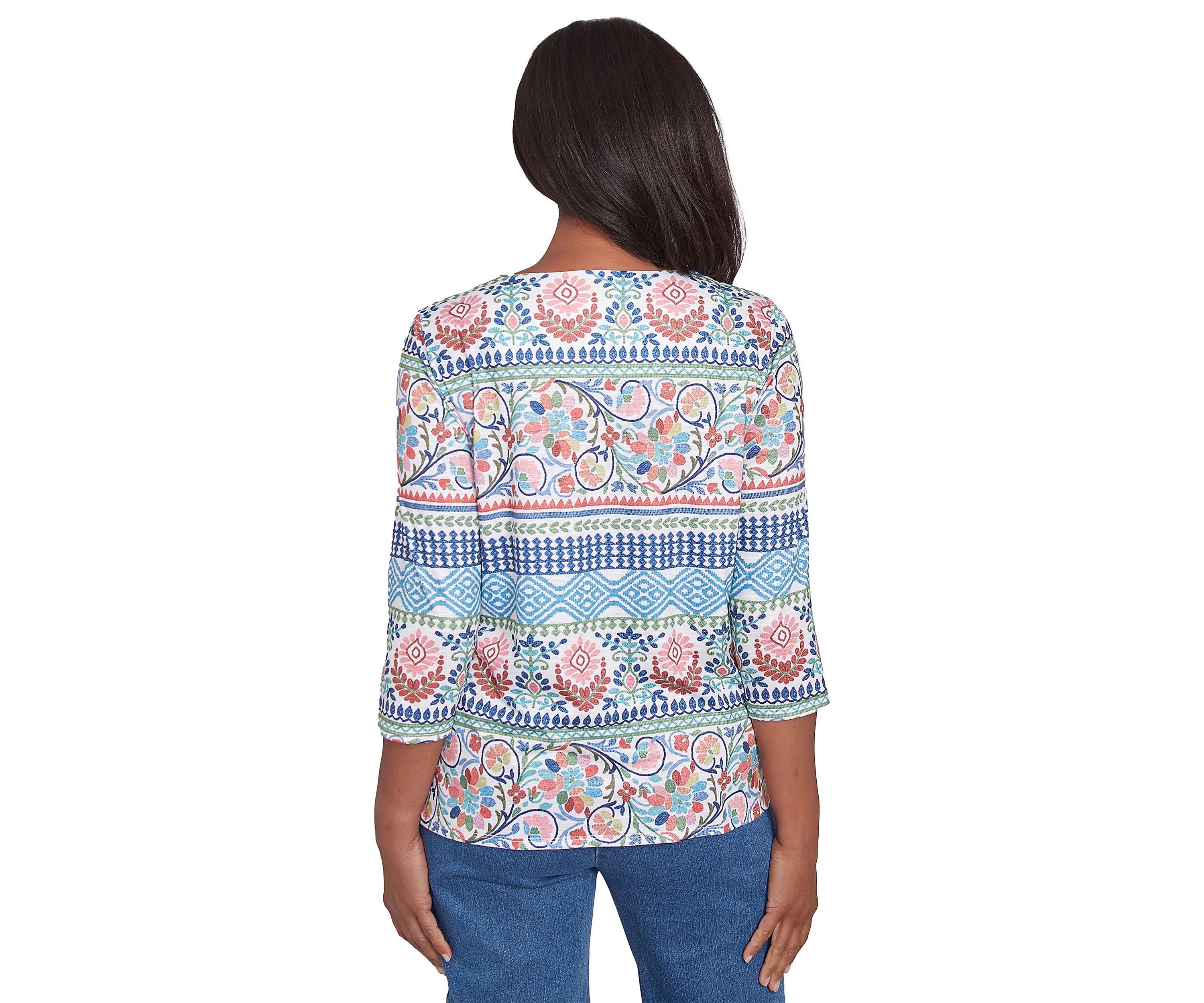 Womens Classics Scroll Geometric Biadere Top