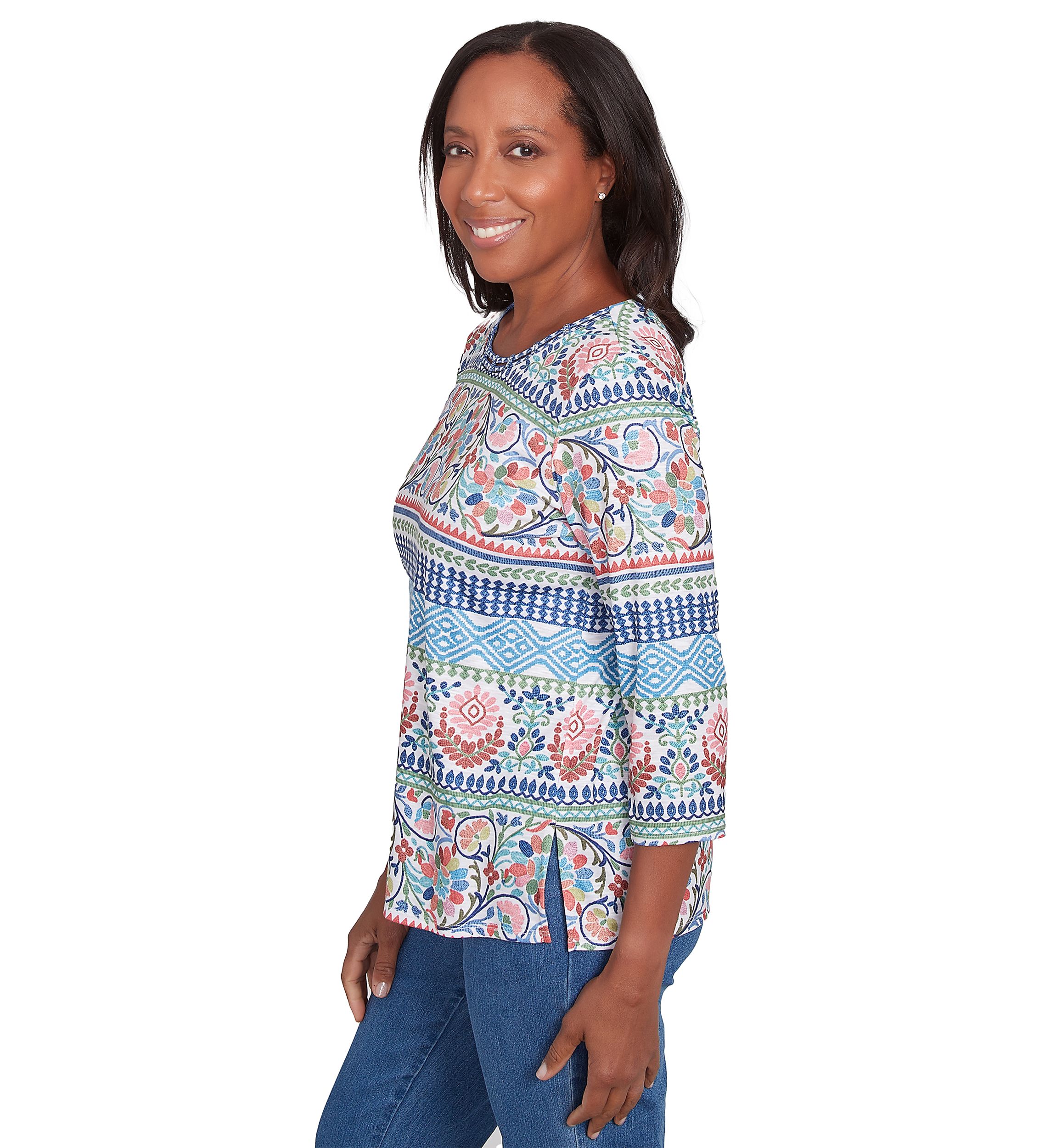 Womens Classics Scroll Geometric Biadere Top