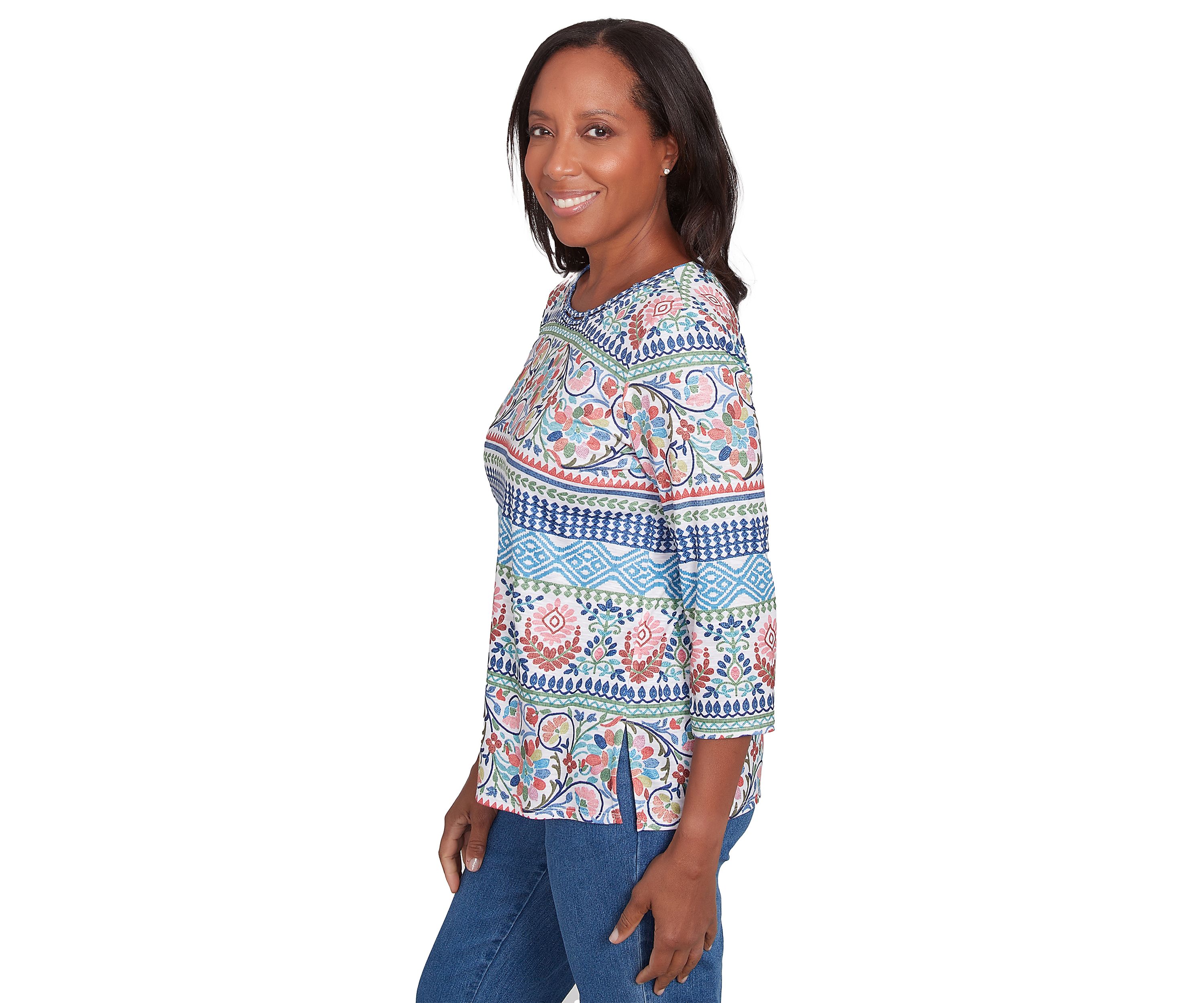 Womens Classics Scroll Geometric Biadere Top