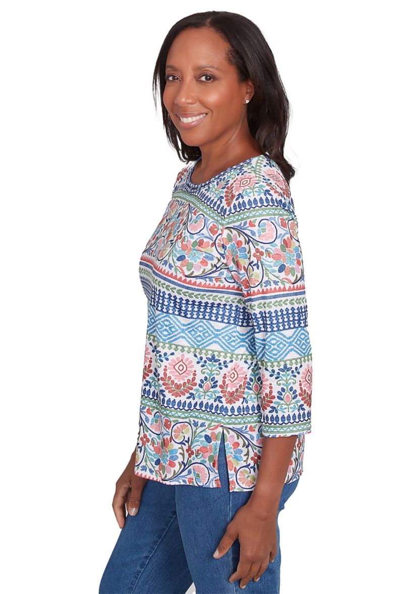 Womens Classics Scroll Geometric Biadere Top