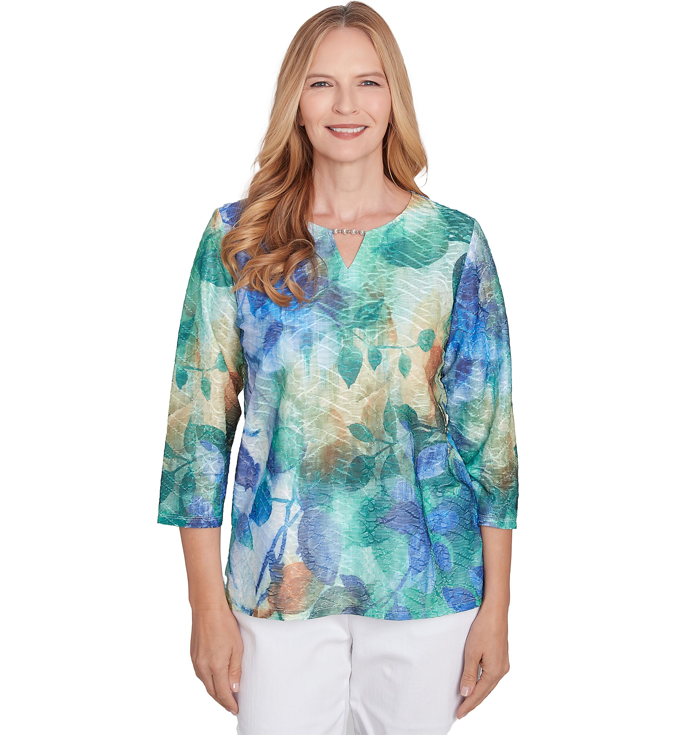 Womens Classics Watercolor Leaves Top