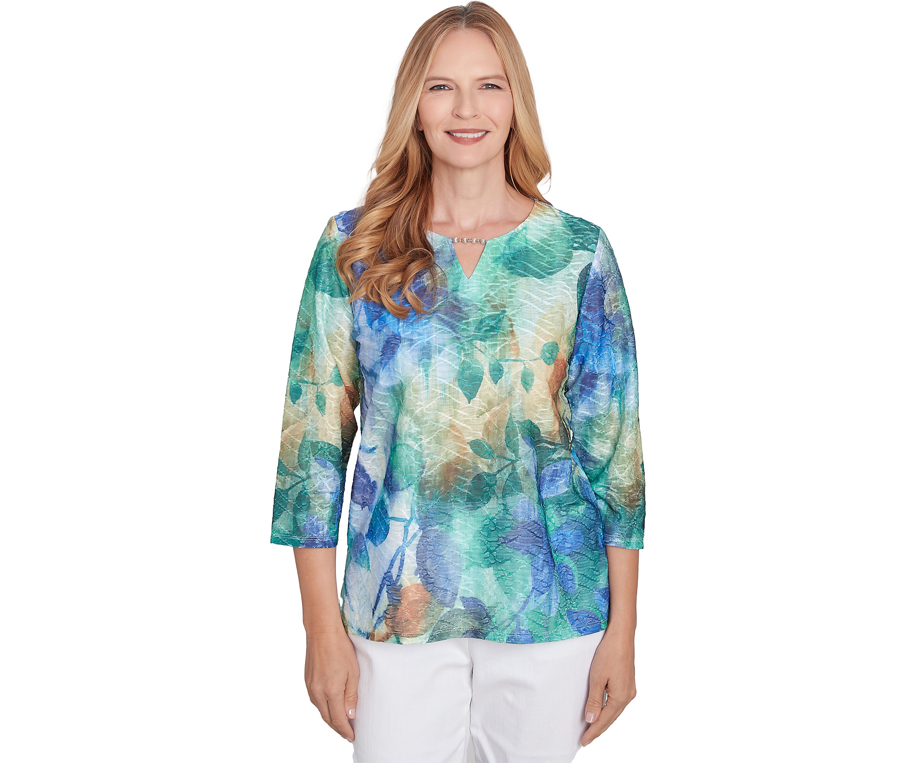 Womens Classics Watercolor Leaves Top