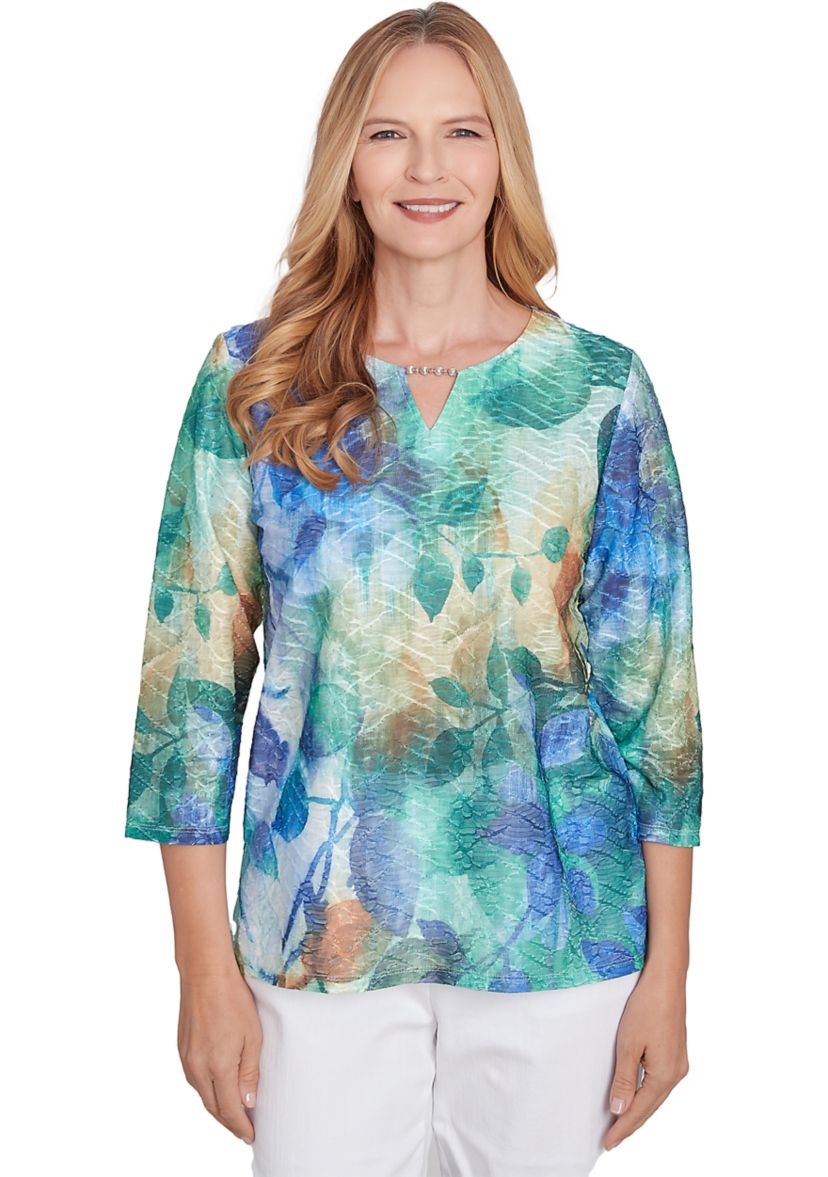 Womens Classics Watercolor Leaves Top