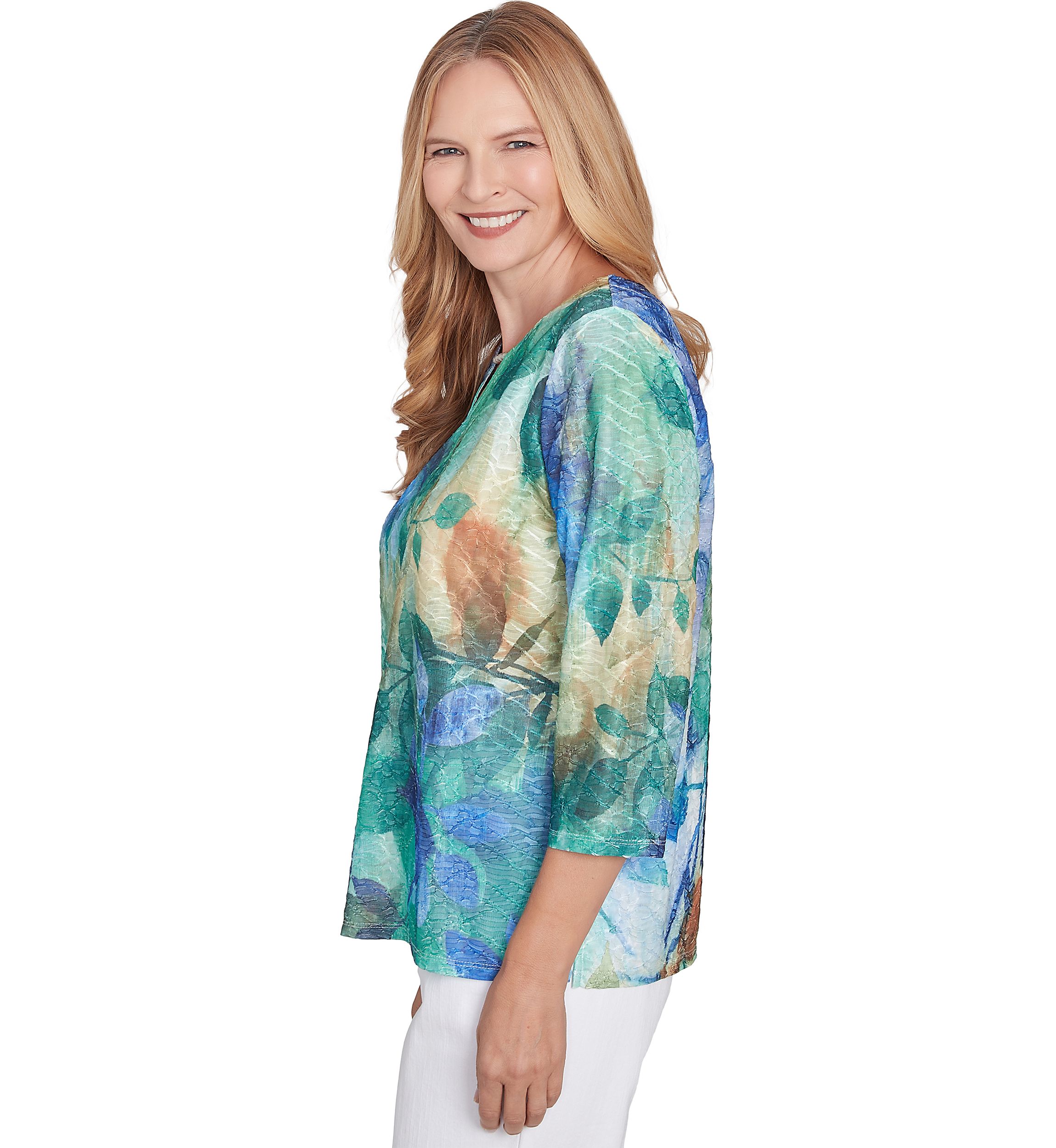 Womens Classics Watercolor Leaves Top