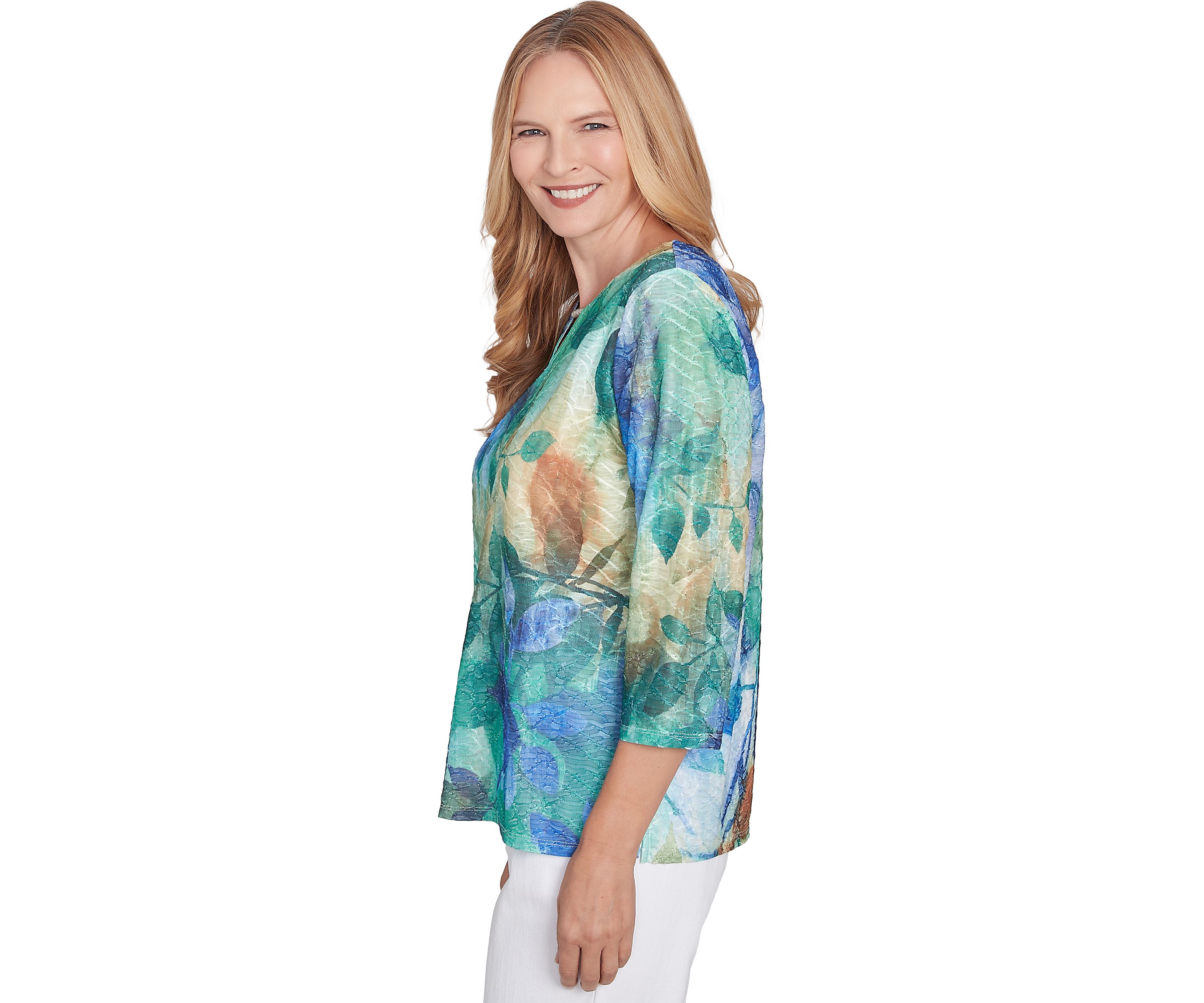 Womens Classics Watercolor Leaves Top