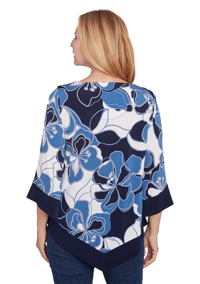 Womens Vibrant Floral Patchwork Top 