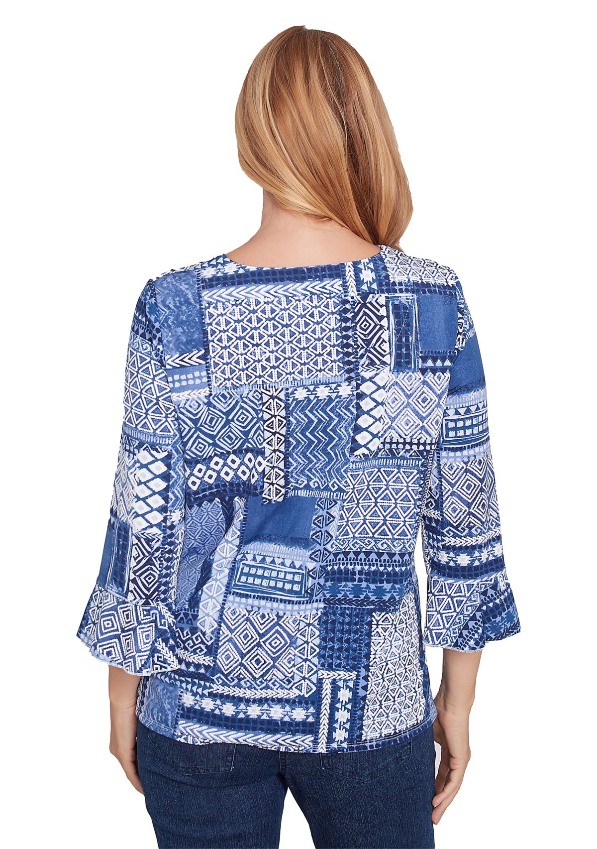 Womens Split Neck Beaded Top