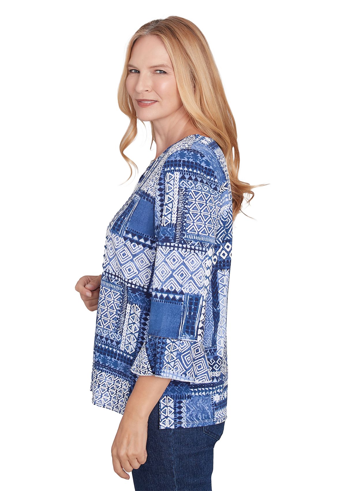 Womens Split Neck Beaded Top