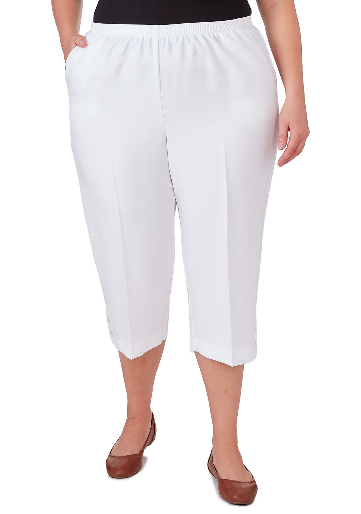 Plus Size Classics Denim Fringe Capri Pants