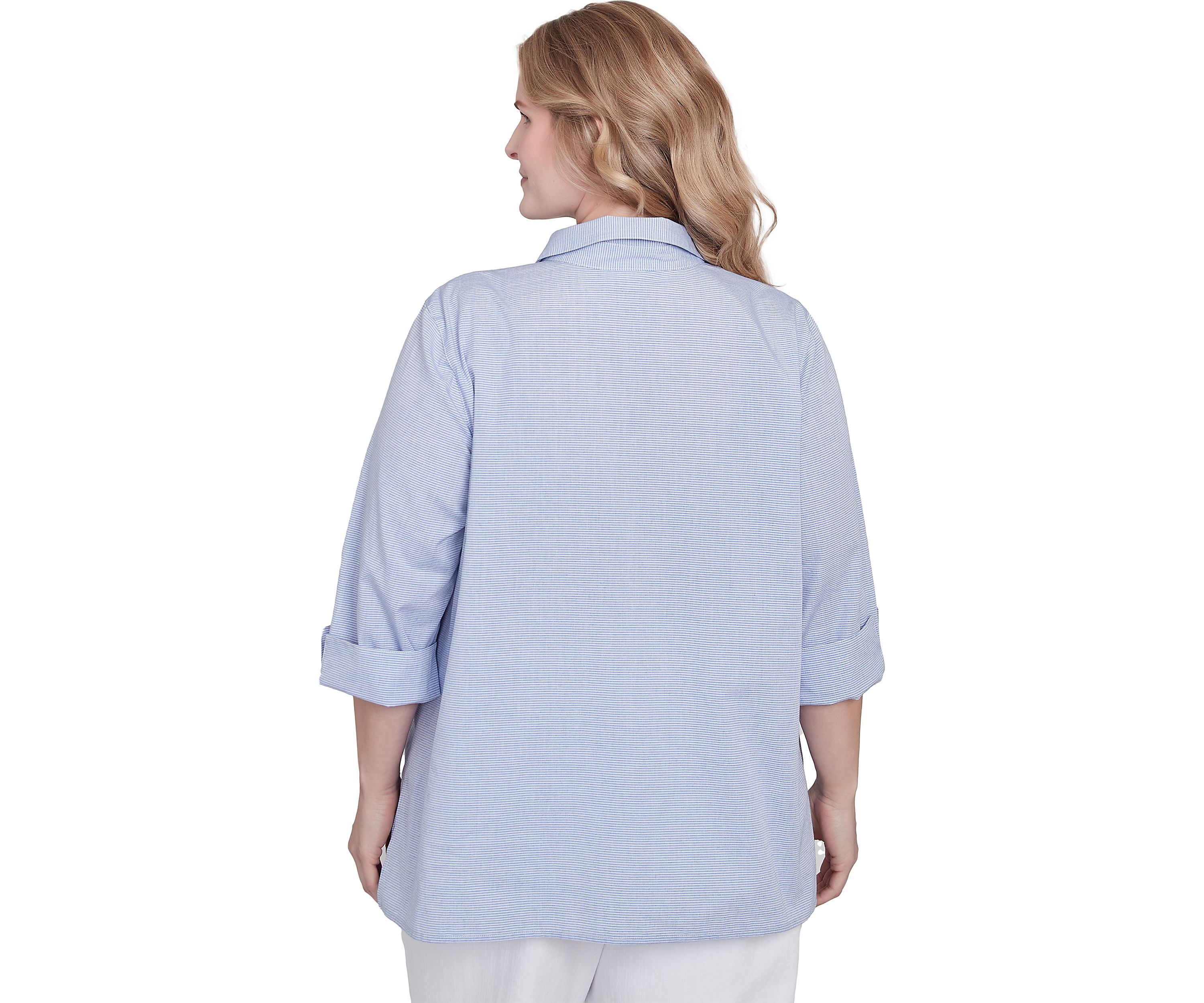 Plus Size Classics Butterfly Stripe Button Up Top