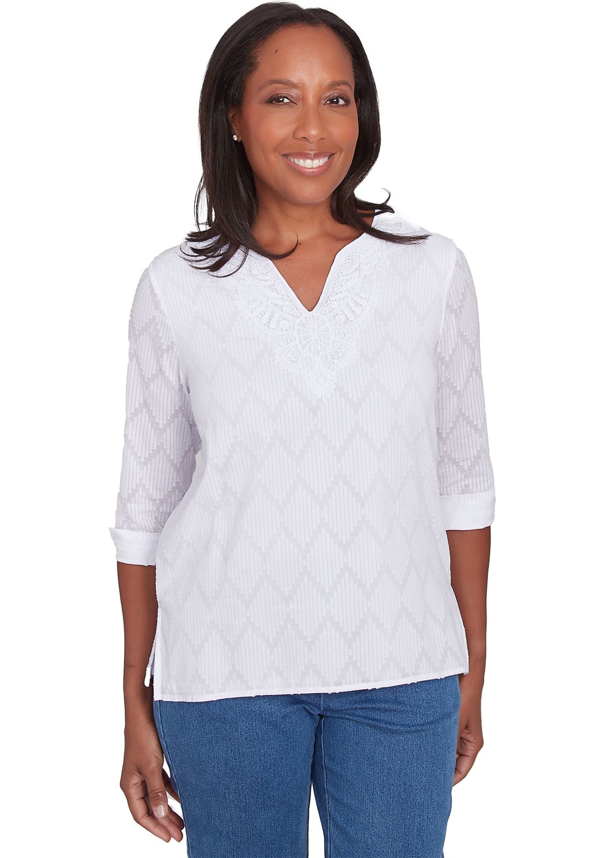 Plus Size Classics White Texture Top