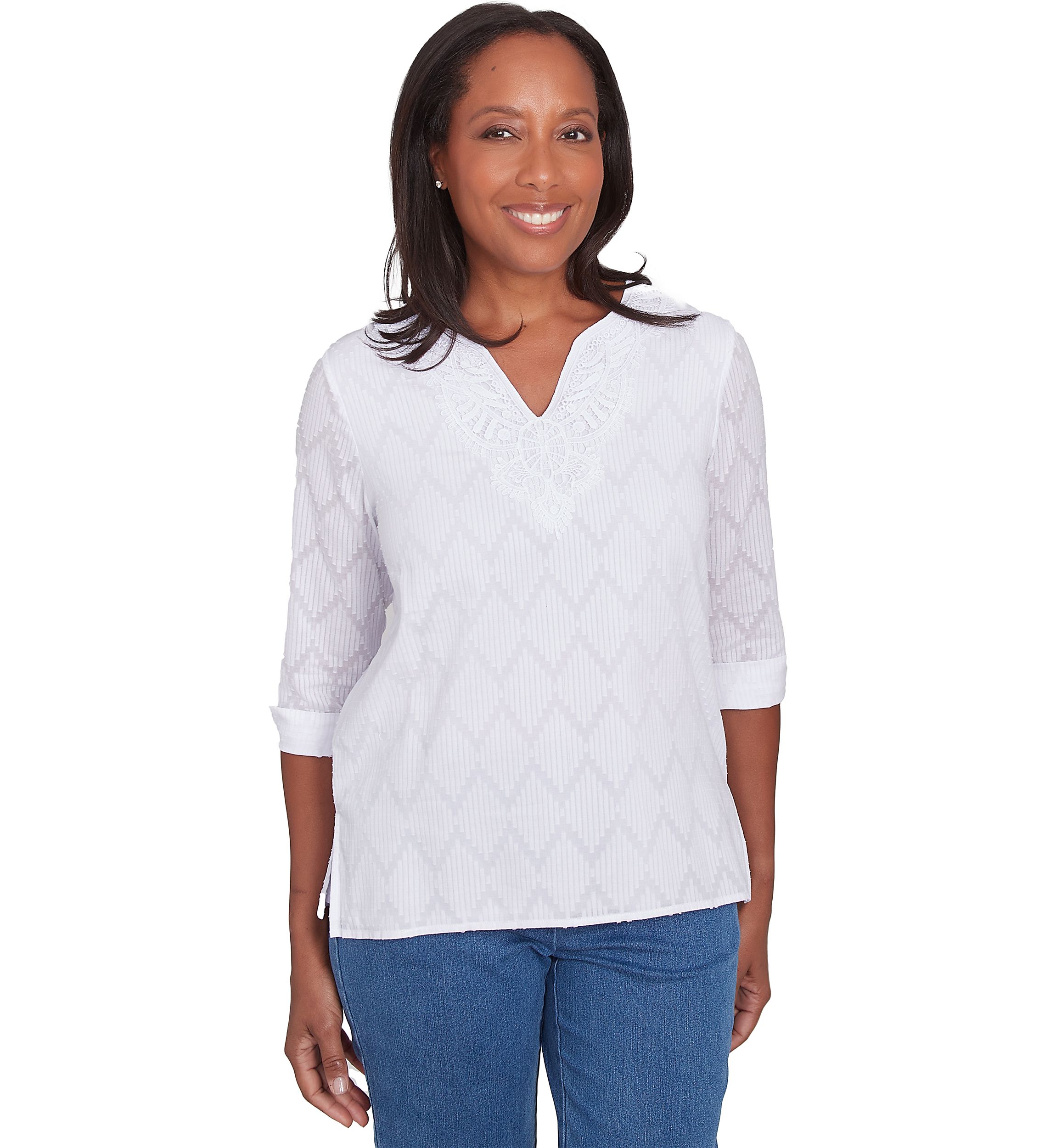 Plus Size Classics White Texture Top