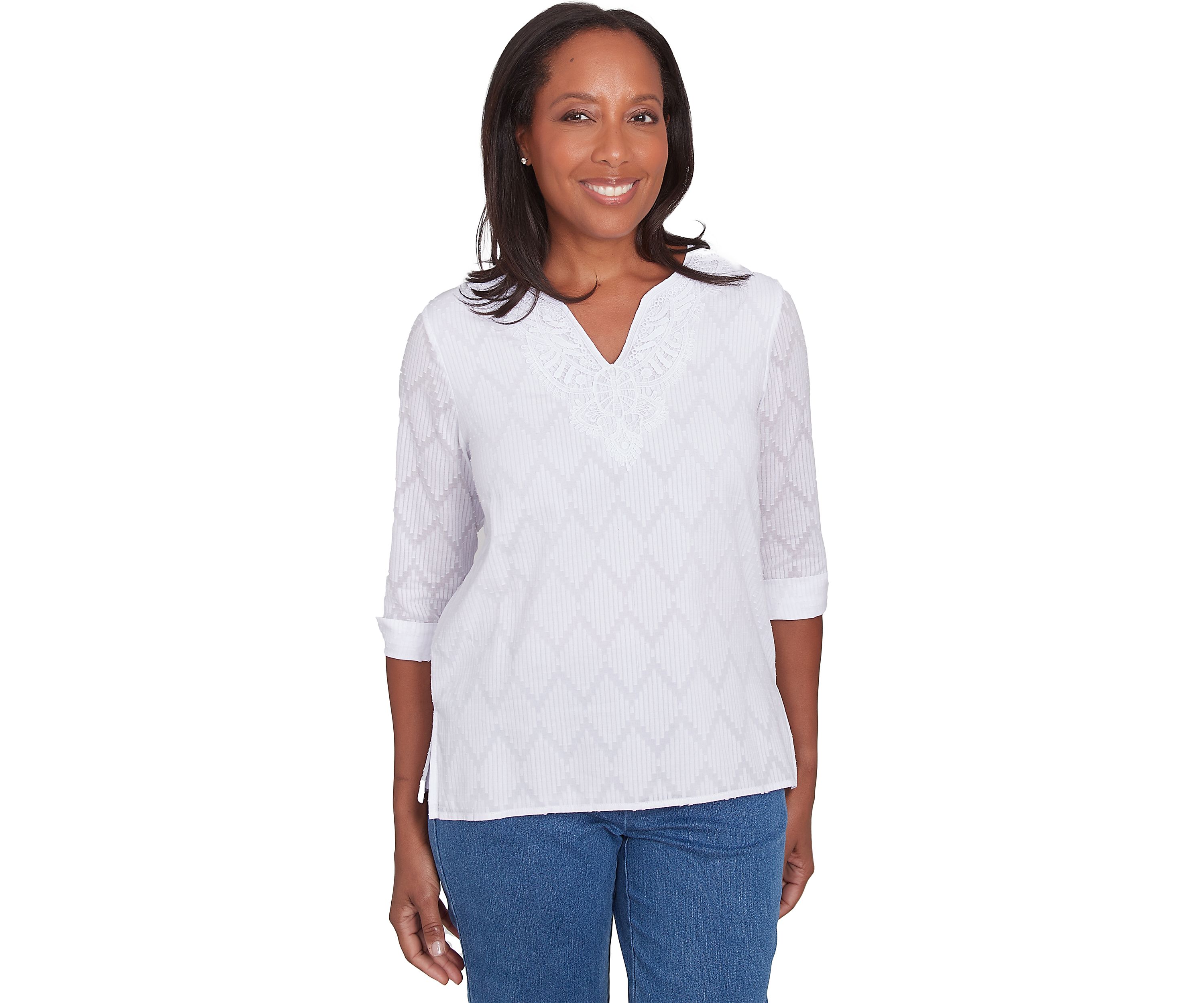 Plus Size Classics White Texture Top