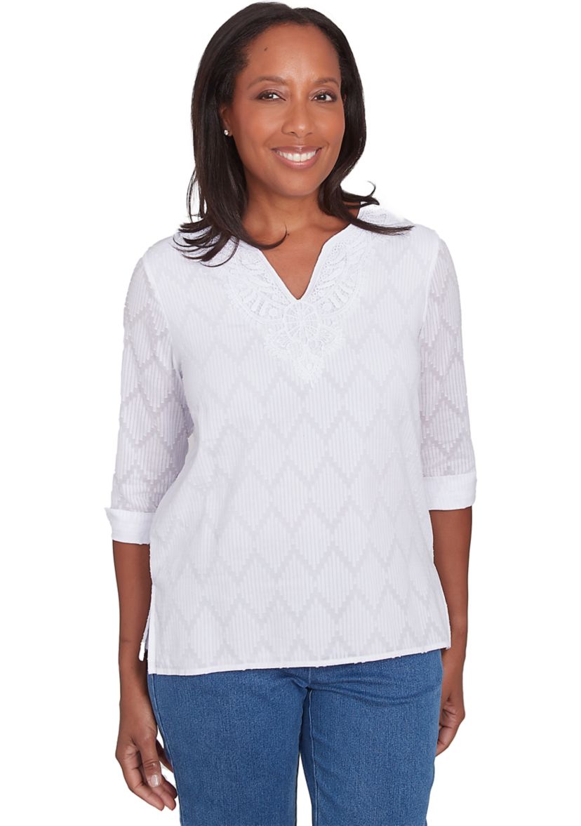 Plus Size Classics White Texture Top
