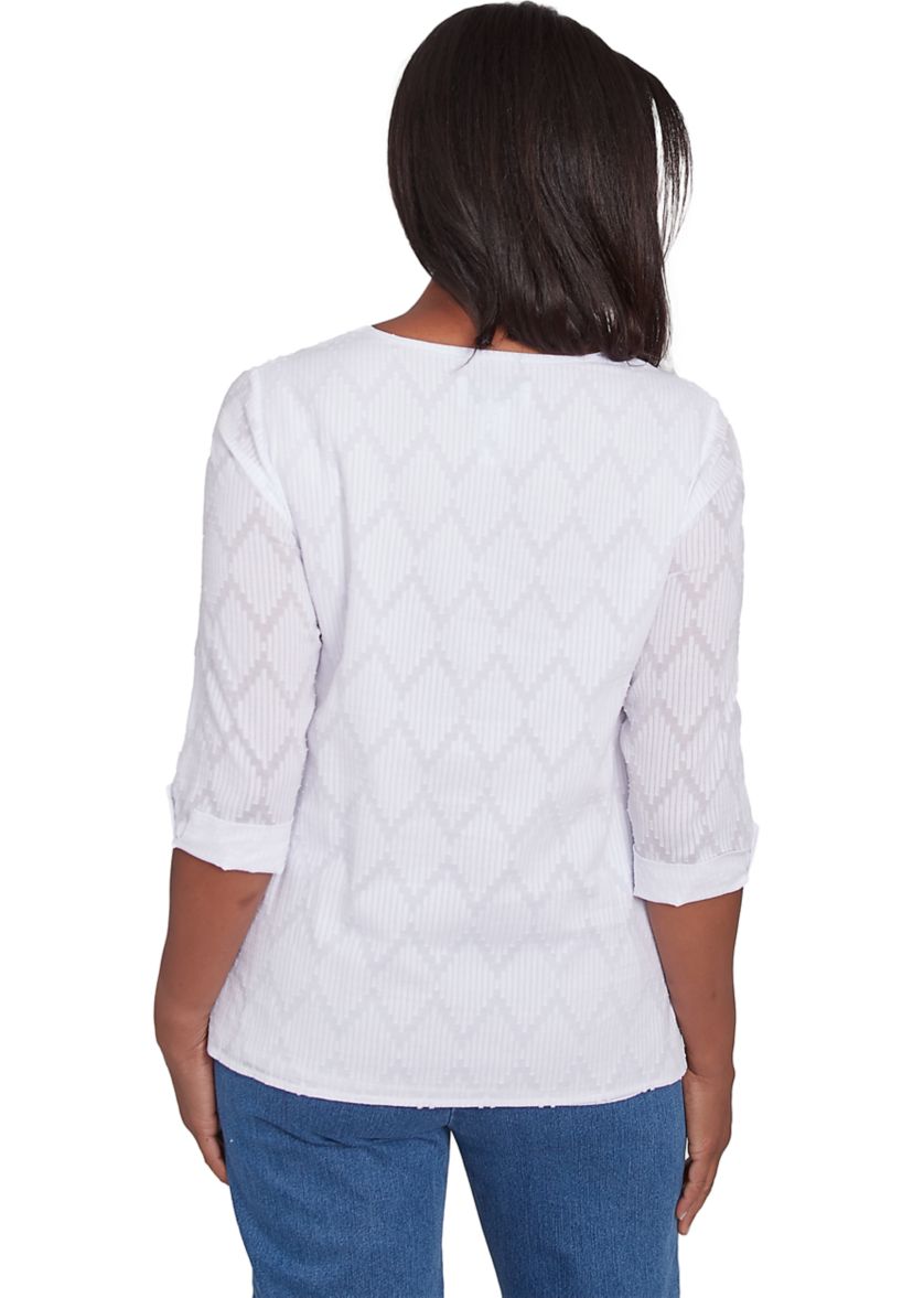 Plus Size Classics White Texture Top