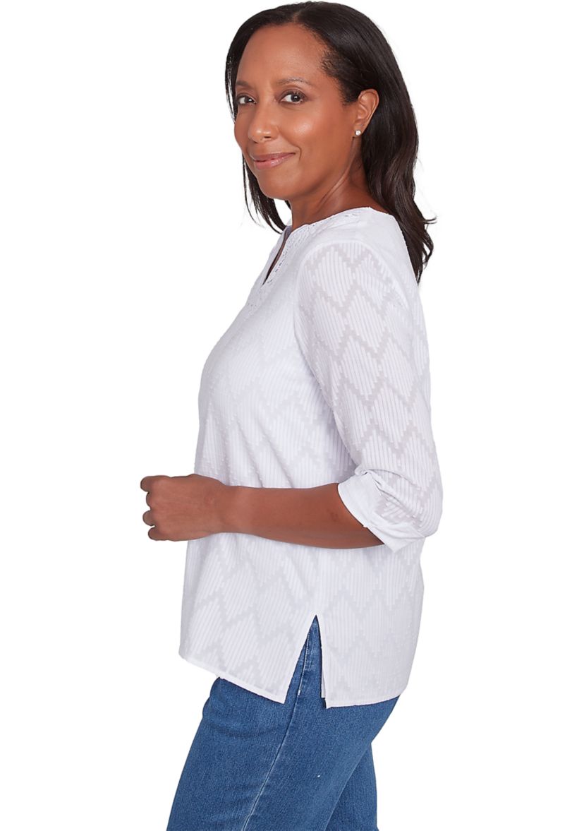 Plus Size Classics White Texture Top