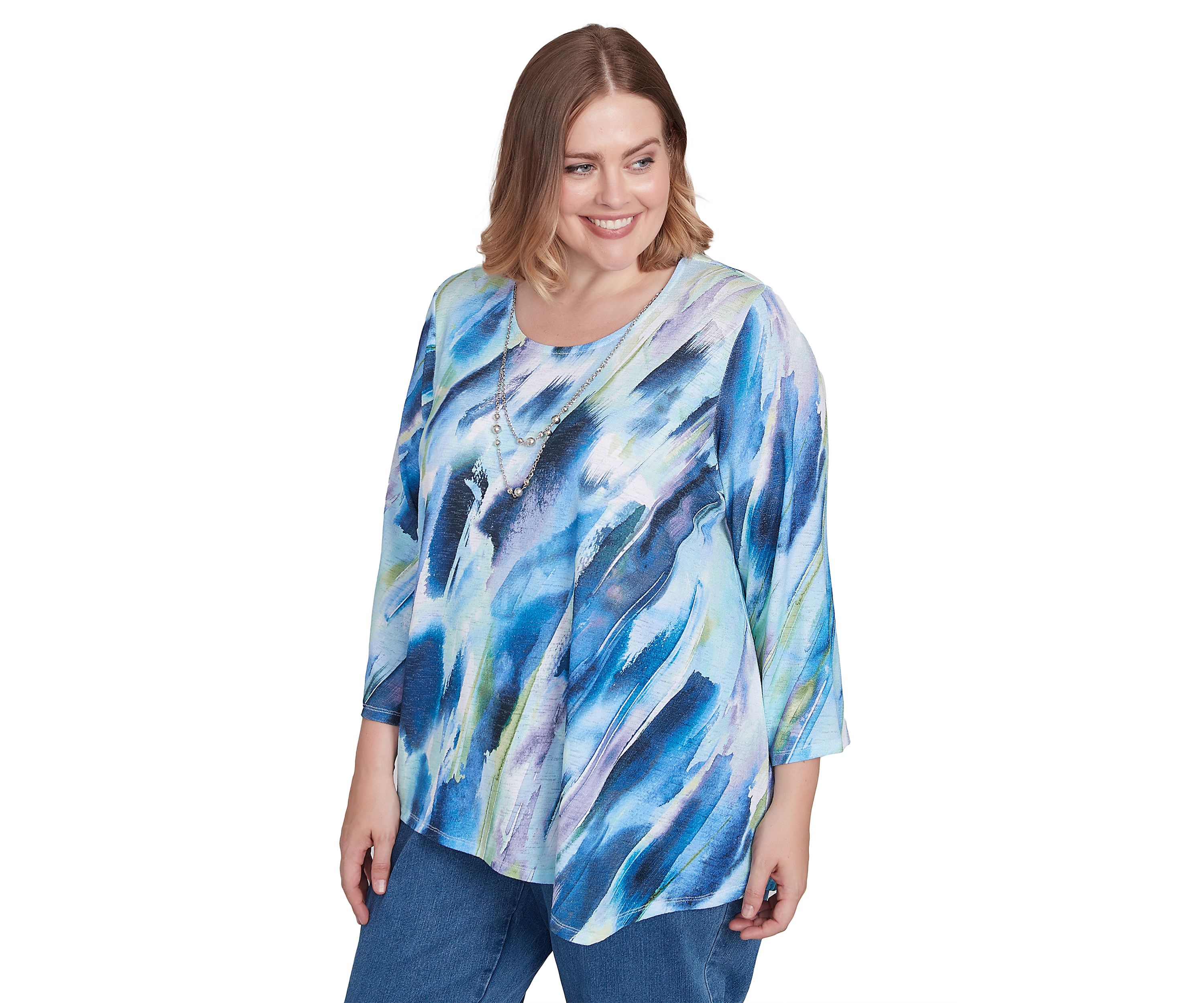 Plus Size Classics Diagonal Brushstroke Top