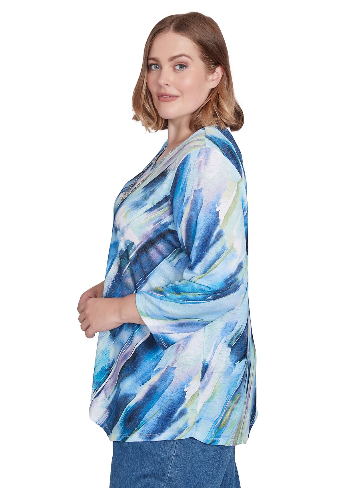 Plus Size Classics Diagonal Brushstroke Top