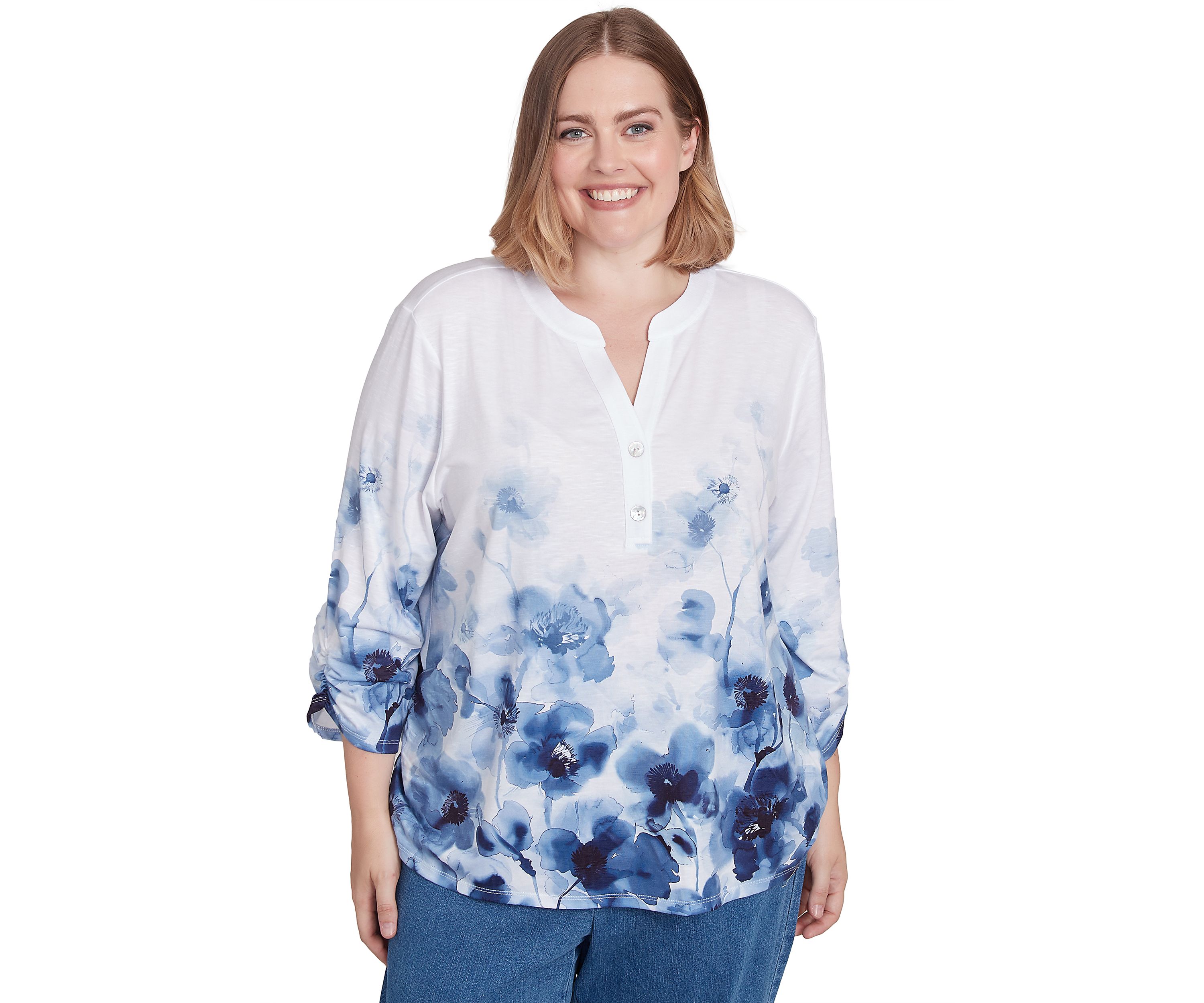 Plus Size Classics Floral Border Printed Top