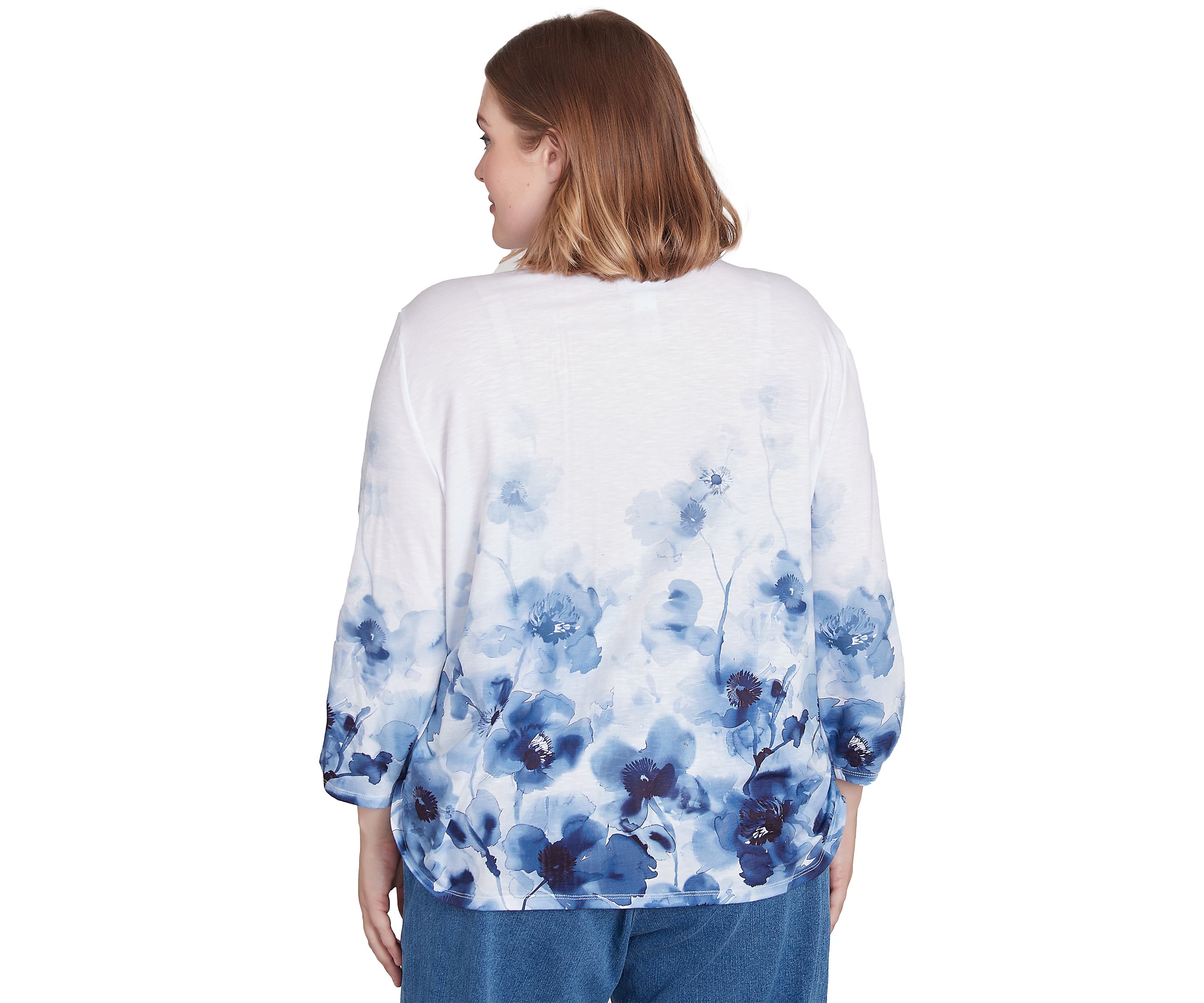 Plus Size Classics Floral Border Printed Top
