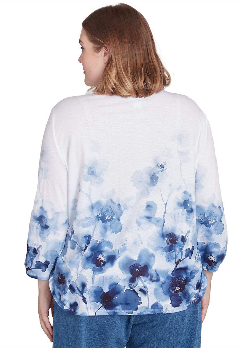 Plus Size Classics Floral Border Printed Top