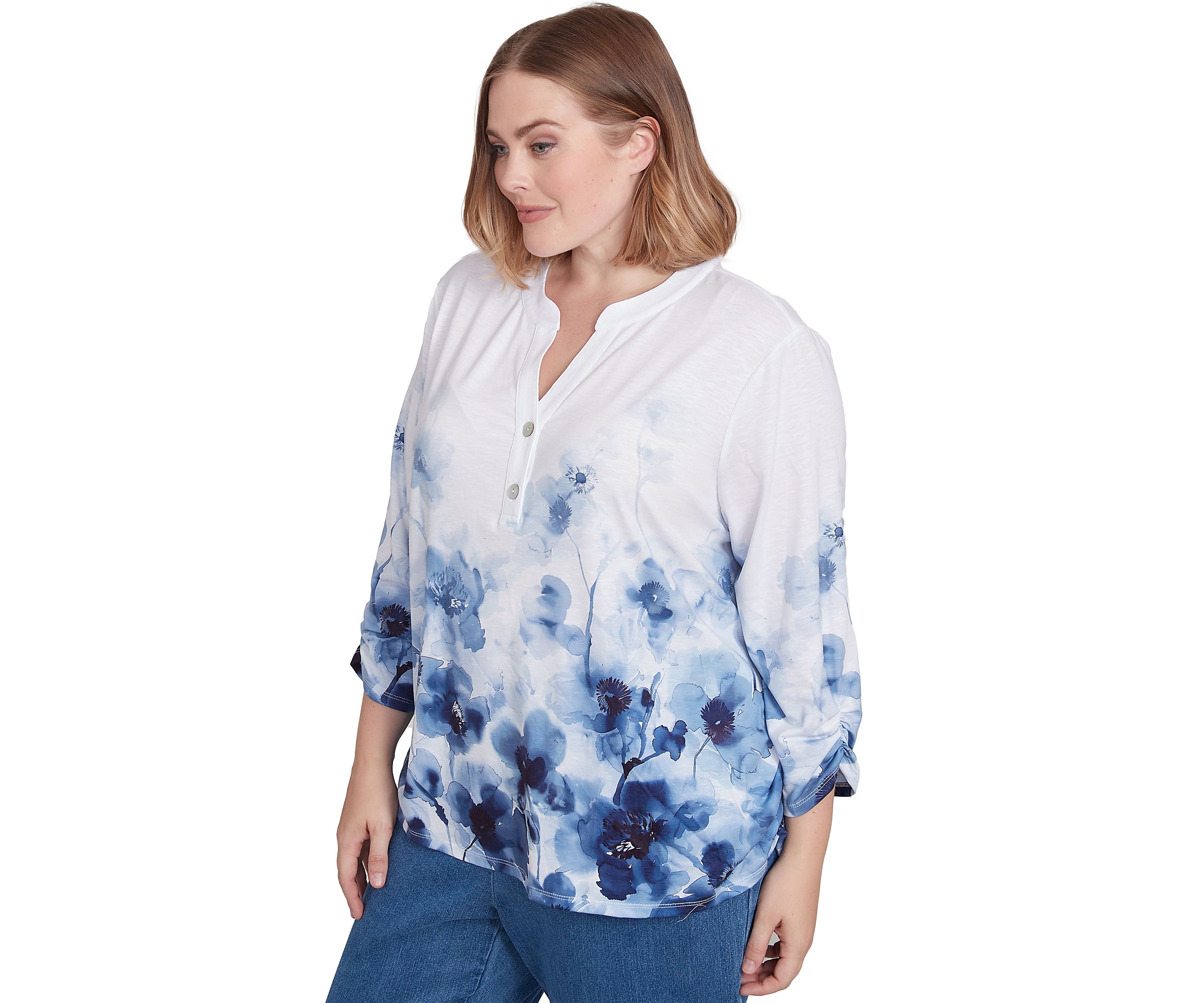 Plus Size Classics Floral Border Printed Top