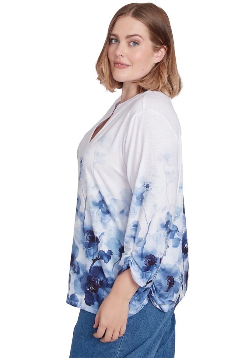 Plus Size Classics Floral Border Printed Top