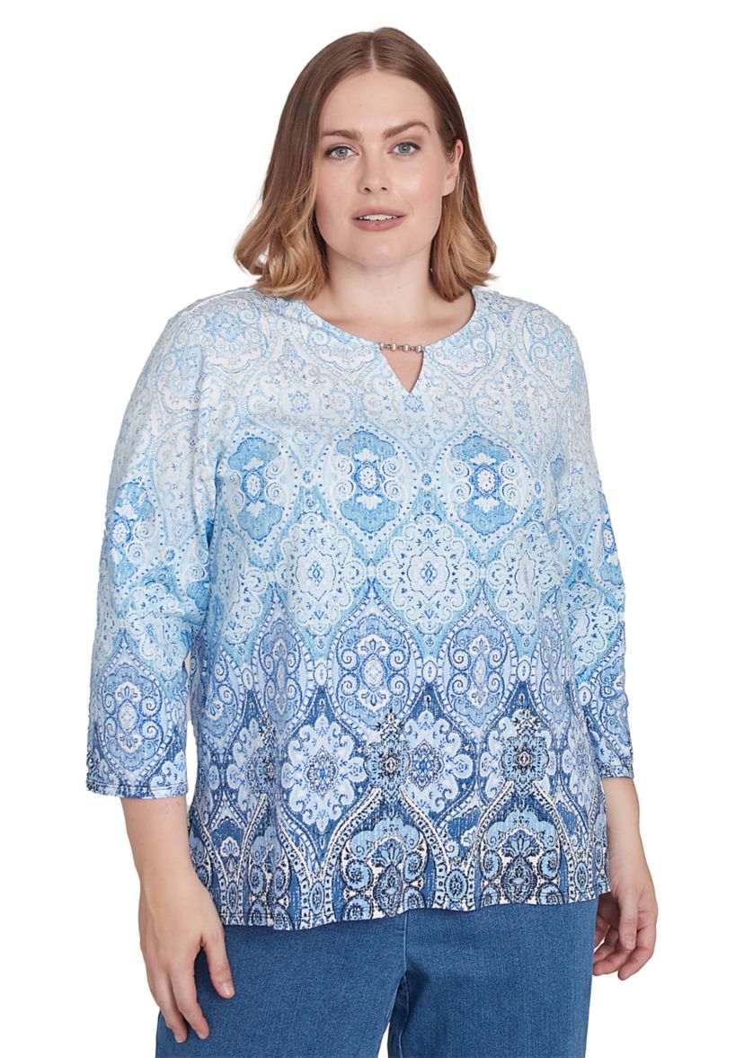 Plus Size Classics Ombré Medallion Top