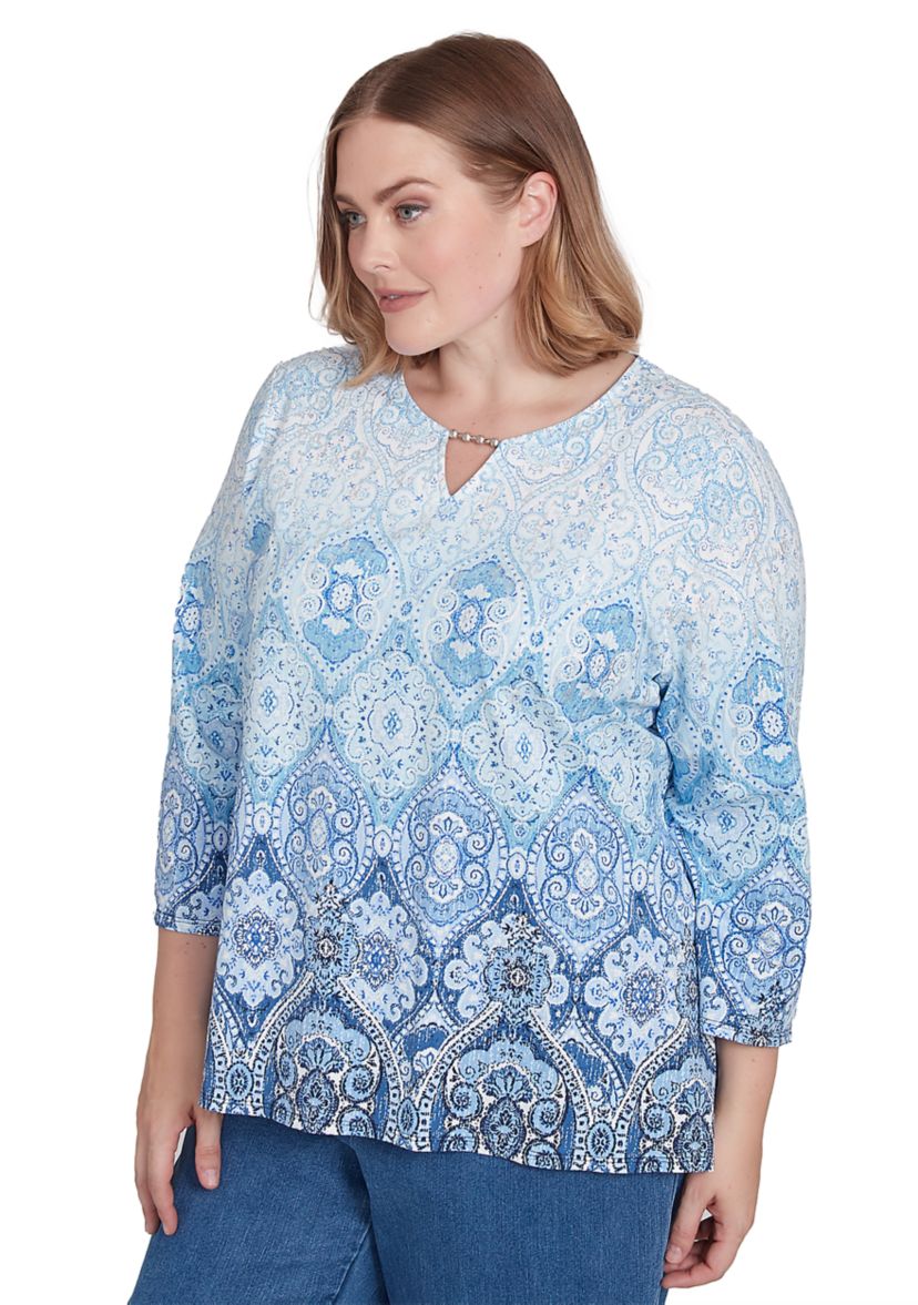 Plus Size Classics Ombré Medallion Top
