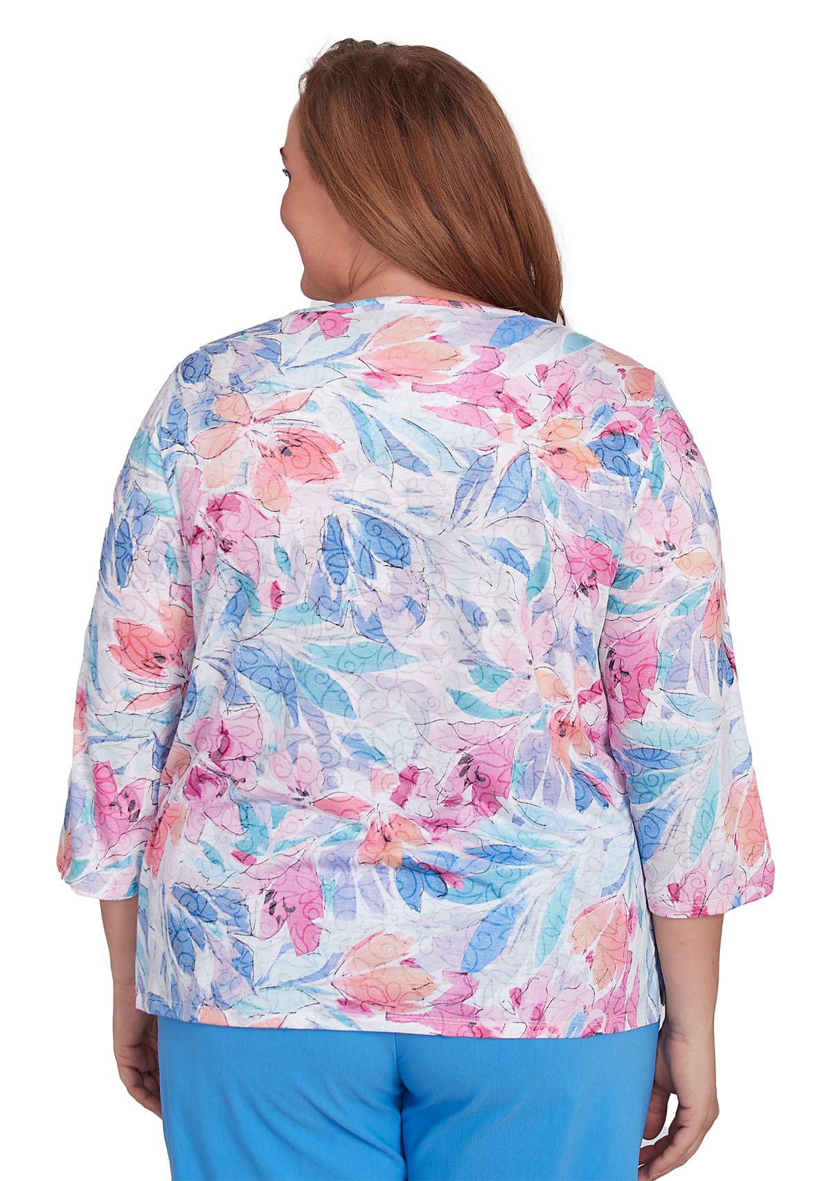 Plus Size Floral Spray Top
