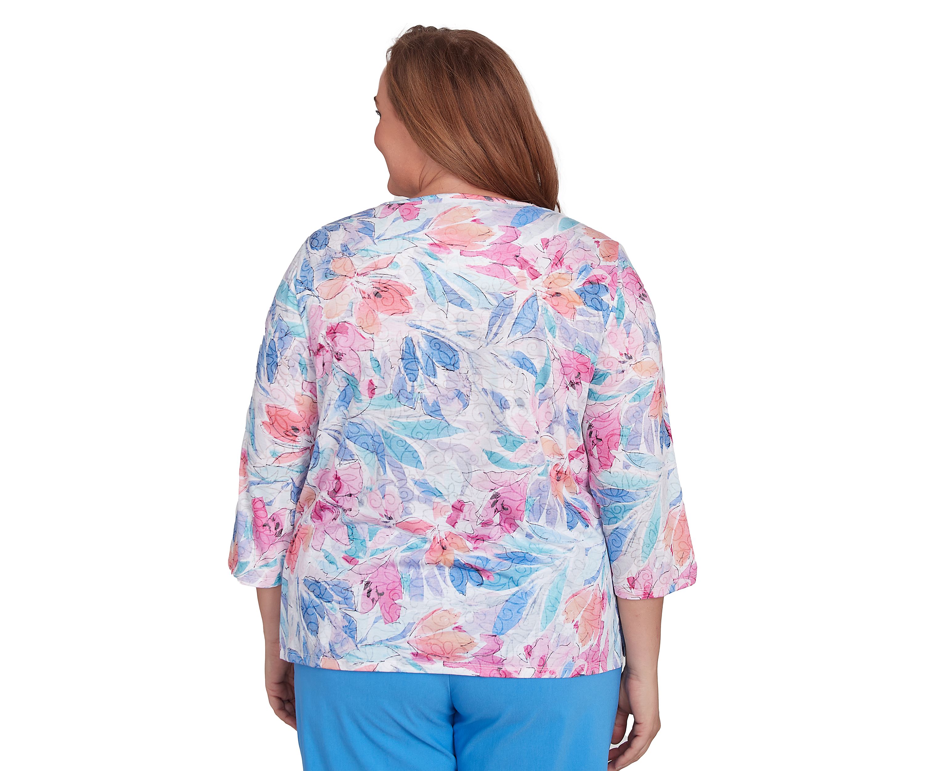 Plus Size Floral Spray Top