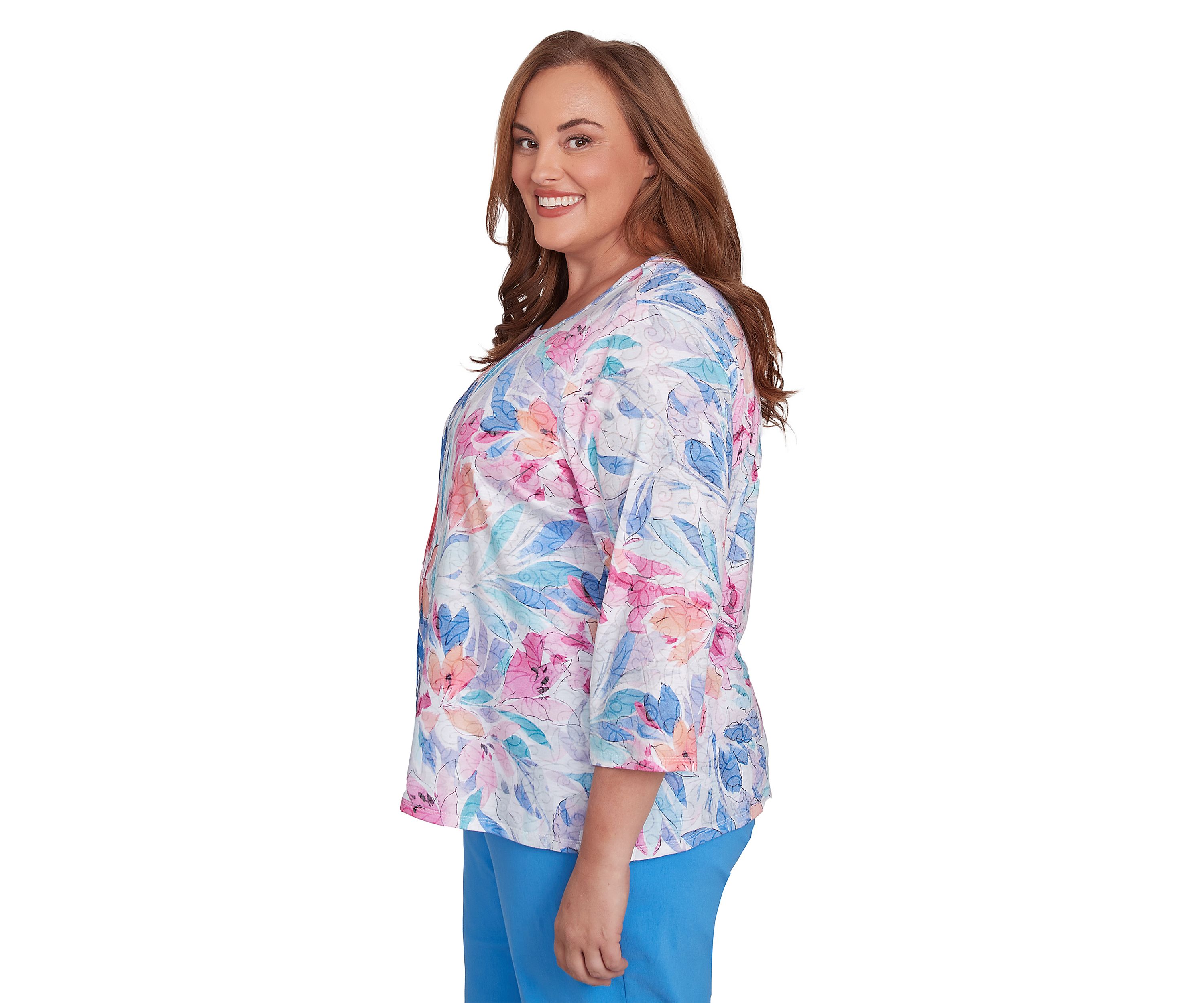 Plus Size Floral Spray Top