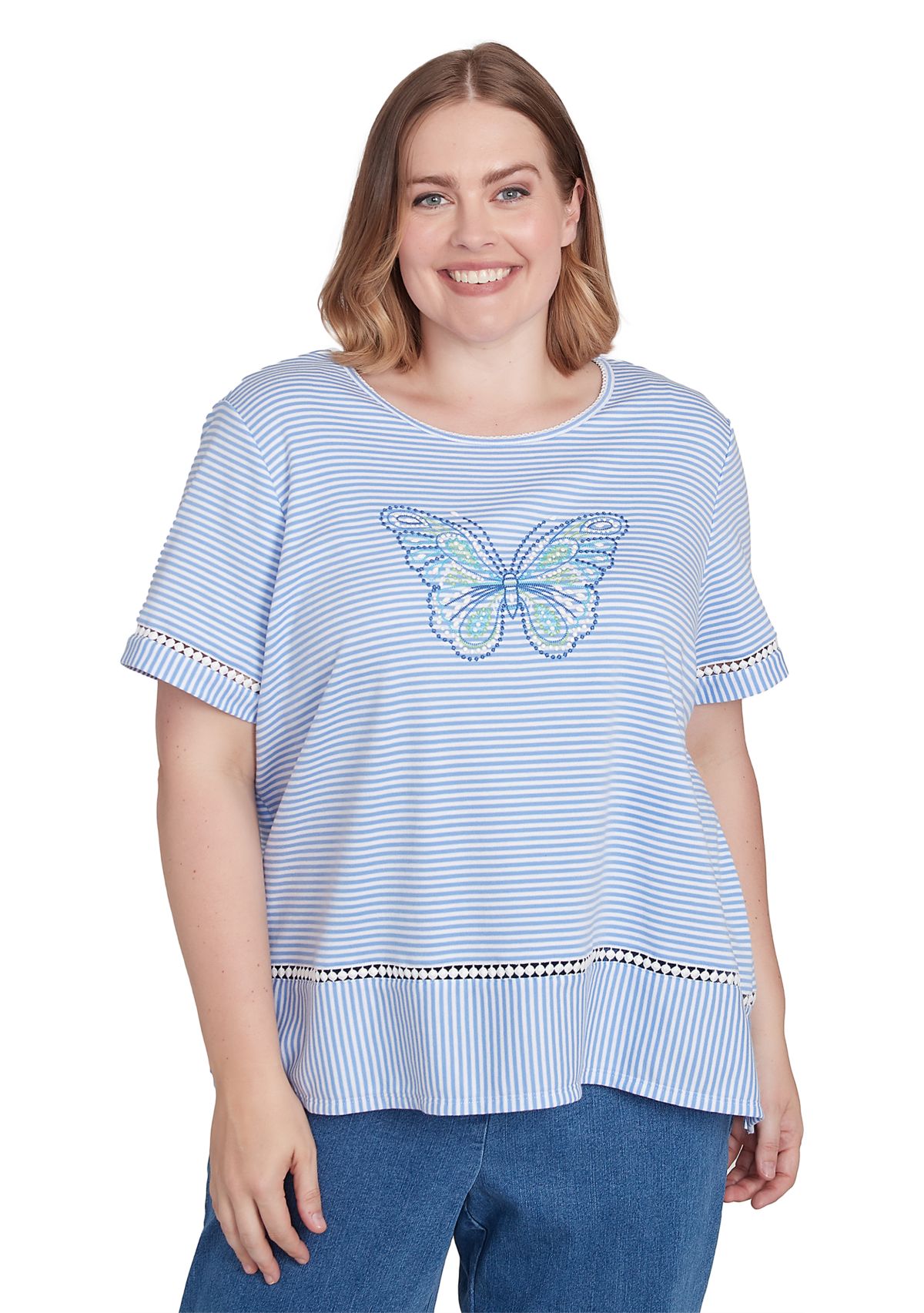 Plus Size Butterfly Stripe Top