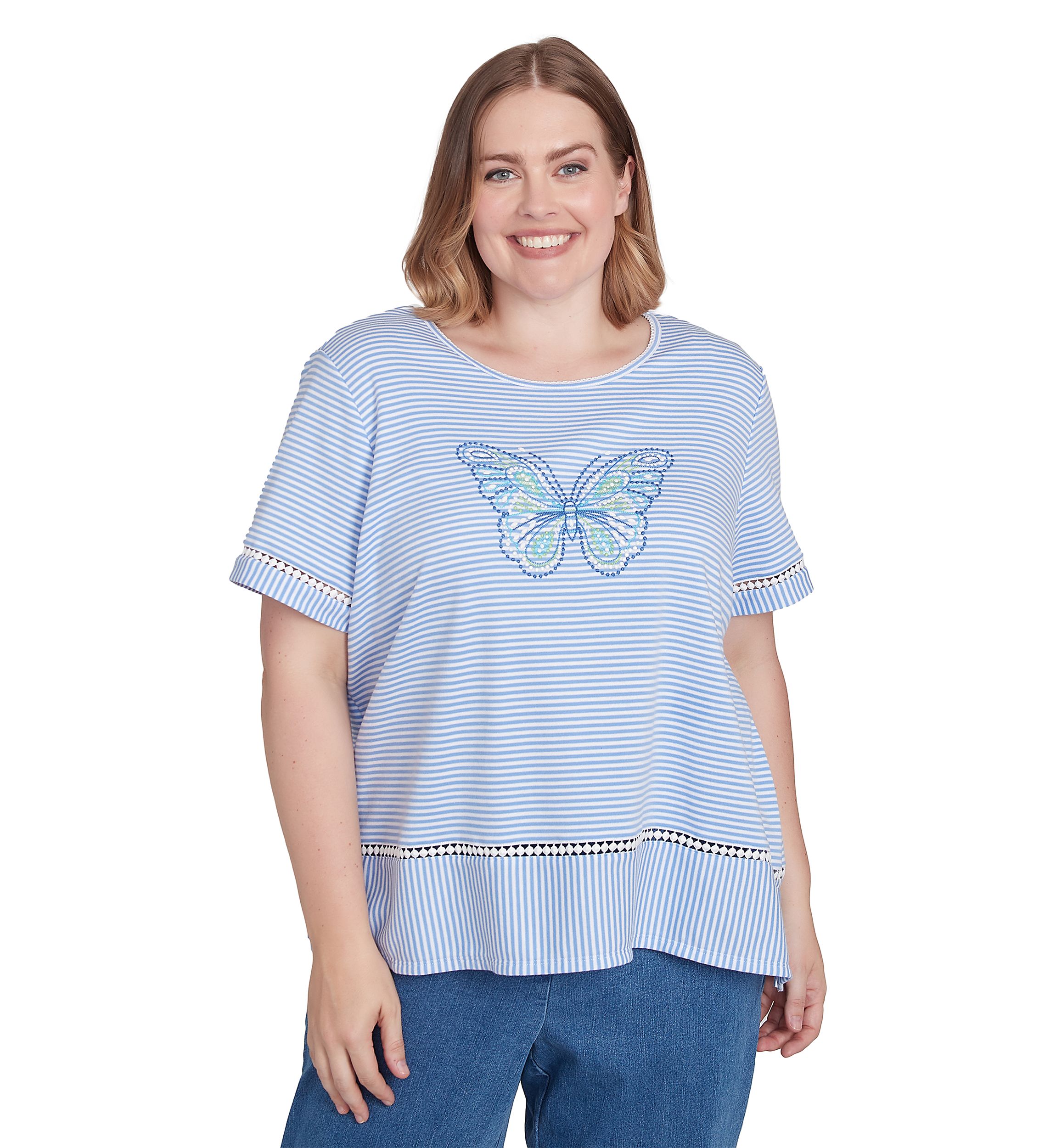 Plus Size Butterfly Stripe Top