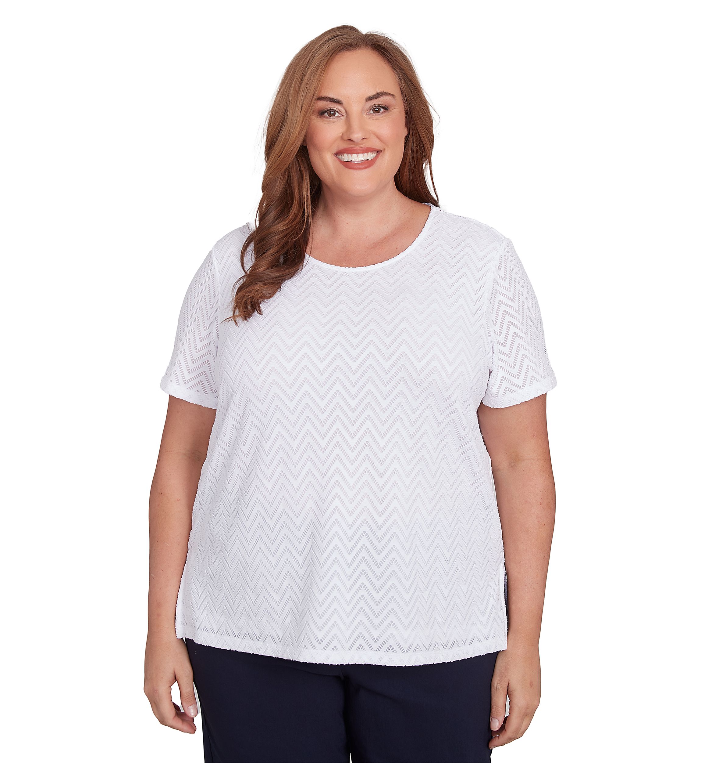 Plus Size Classics Chevron Texture with Back Lace Top