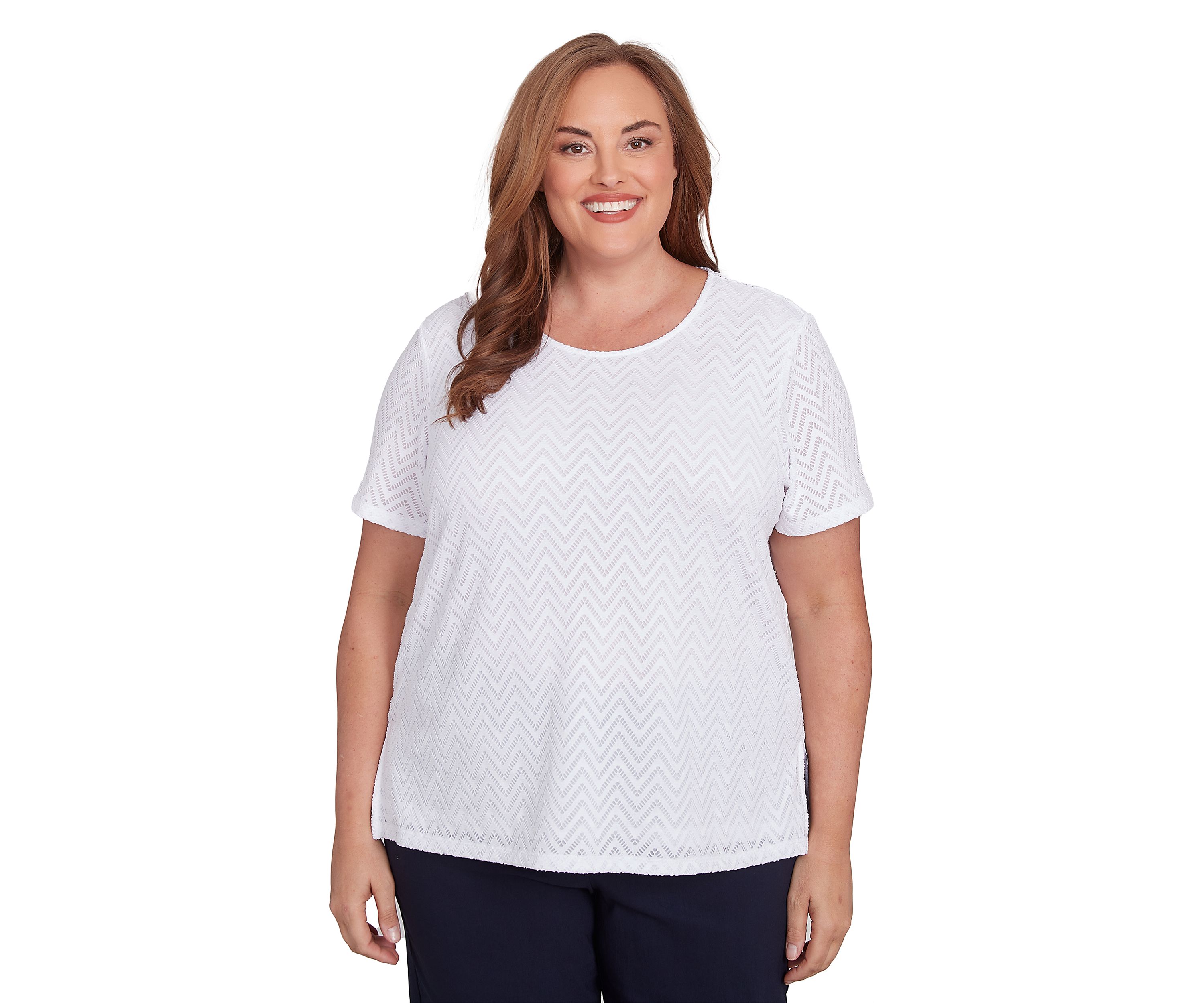 Plus Size Classics Chevron Texture with Back Lace Top