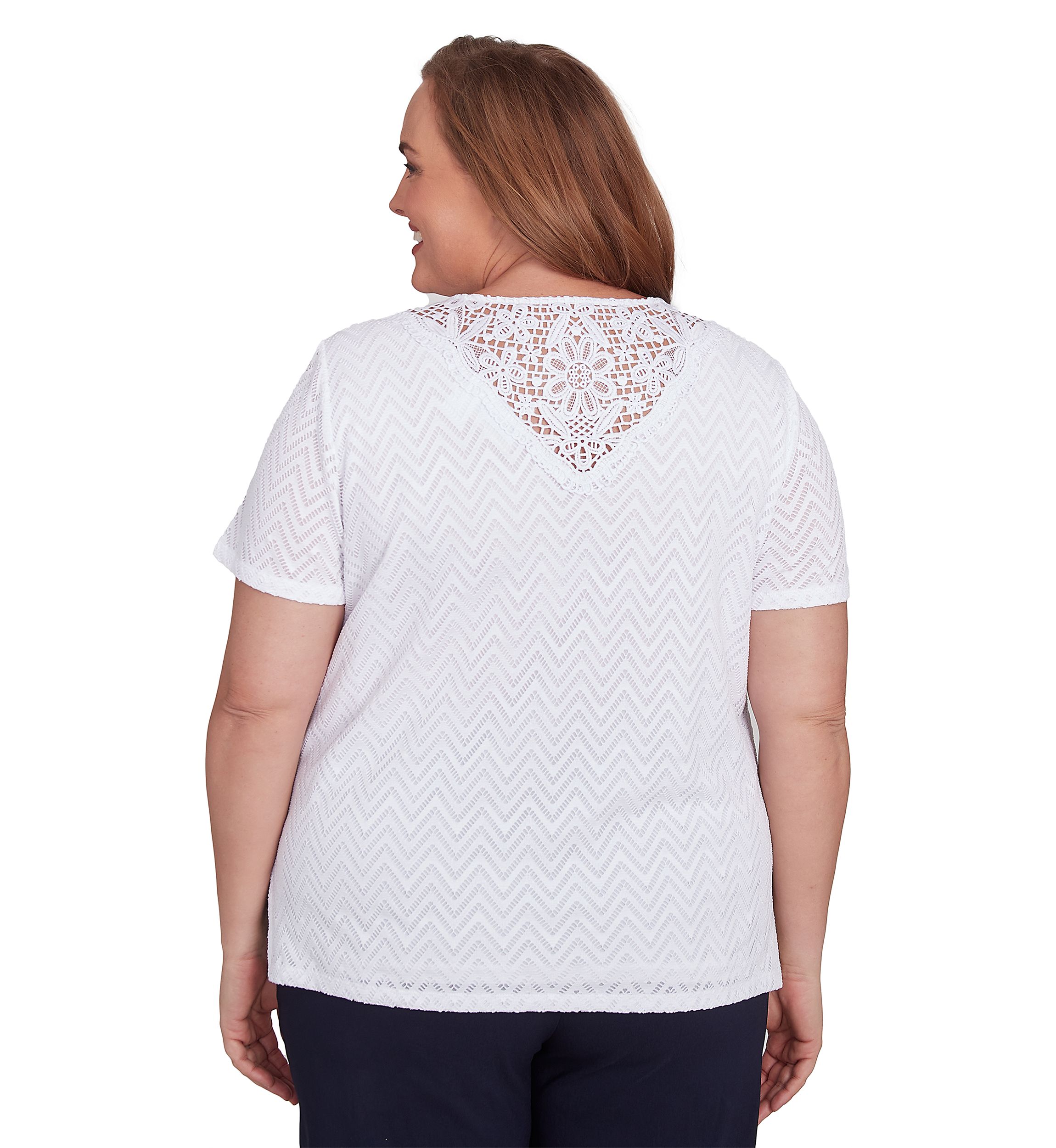 Plus Size Classics Chevron Texture with Back Lace Top