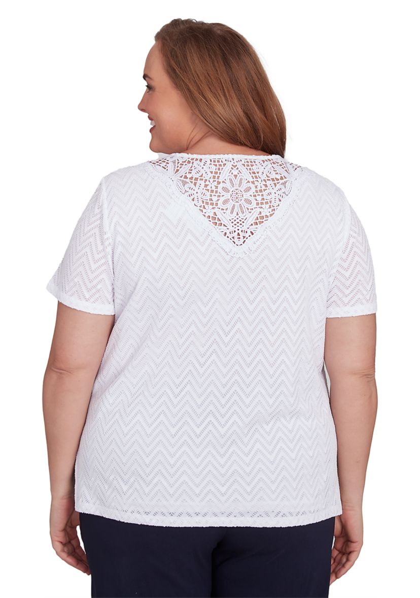Plus Size Classics Chevron Texture with Back Lace Top