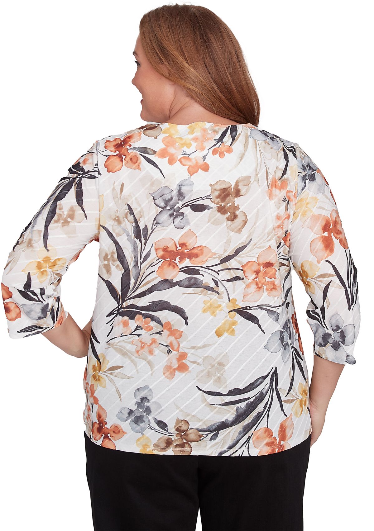 Plus Size Watercolor Floral Printed Top