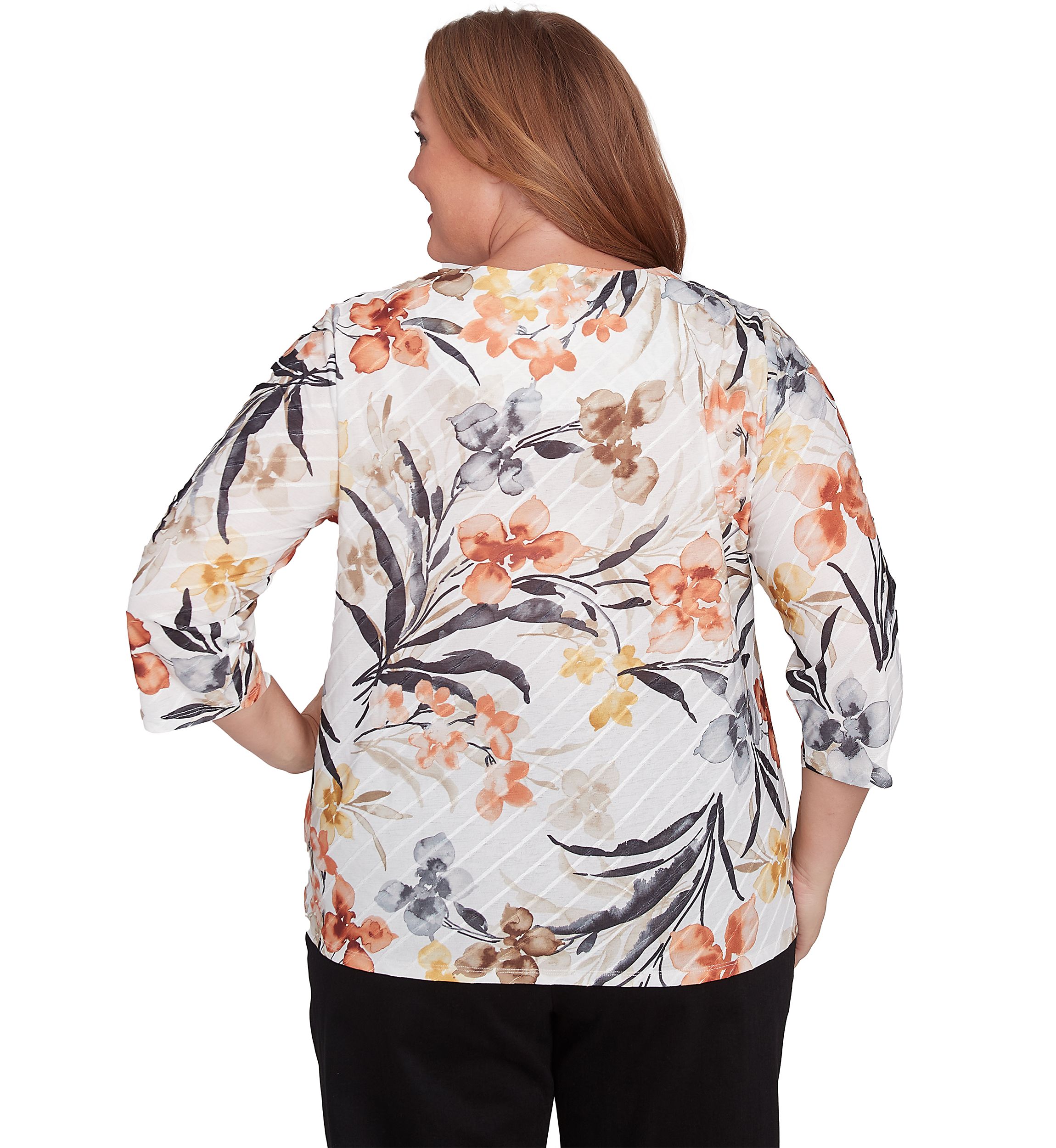 Plus Size Watercolor Floral Printed Top